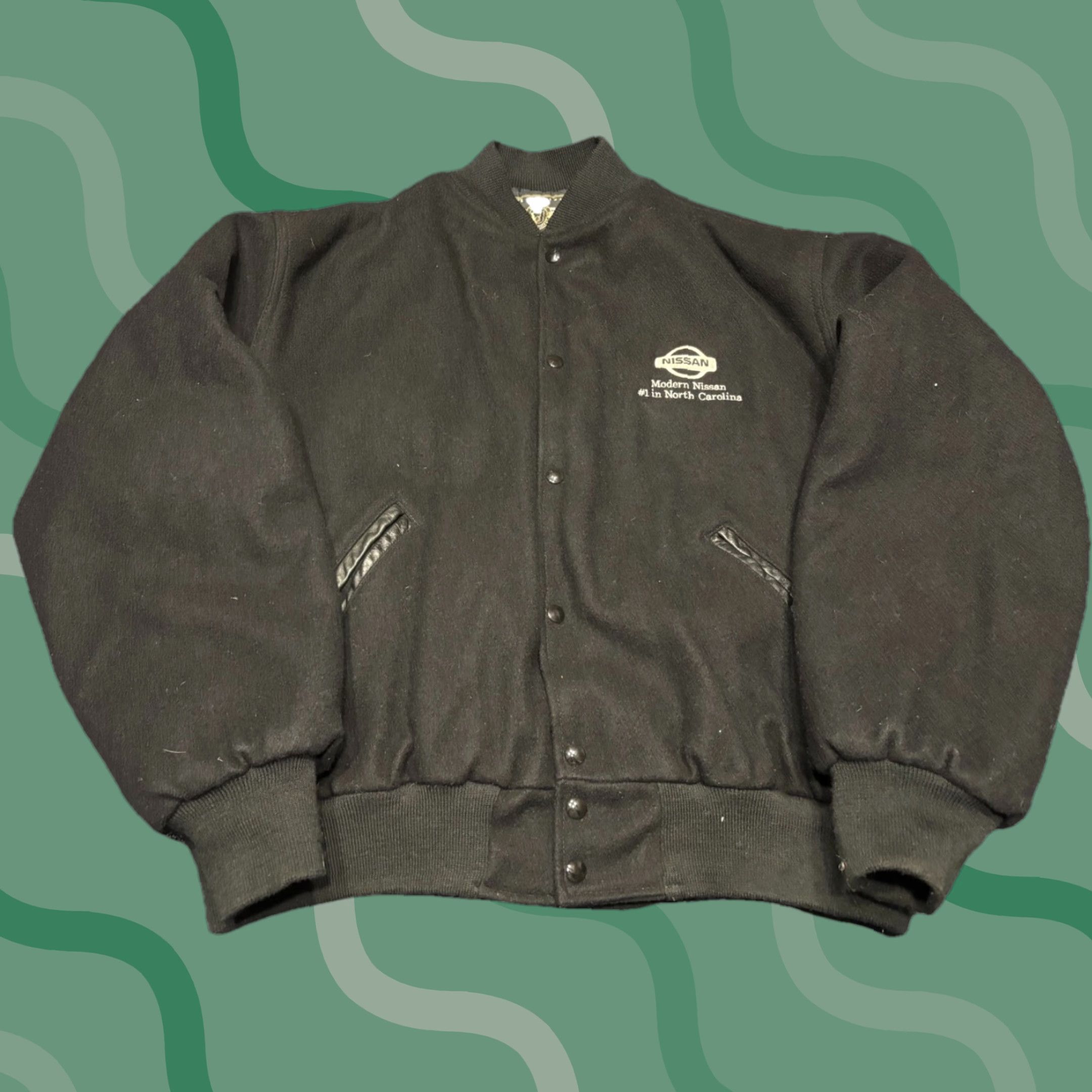 Vintage VINTAGE Nissan Jacket Size XL Bomber Jacket, Unisex Adults, 90s, Racing, Car, Retro, White/Black, Mr jackets, Size XL, Varsity, Embroidered Logo Size US XL / EU 56 / 4 - 1 Thumbnail