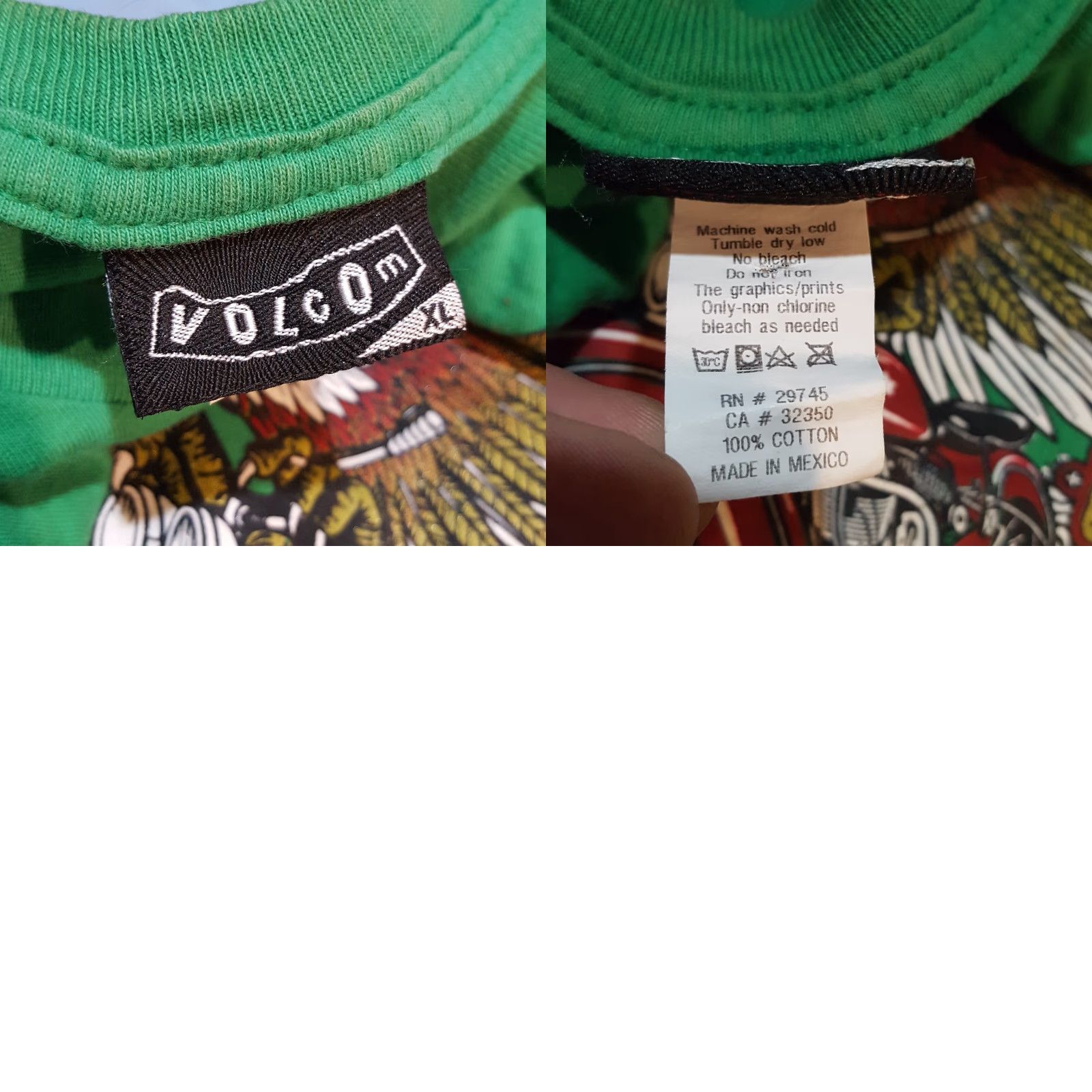 Volcom VINTAGE Volcom Men’s T-Shirt XL Green Eagle Motorcycle Biker 90s 00s Skate Surf Streetwear Size US XL / EU 56 / 4 - 8 Thumbnail
