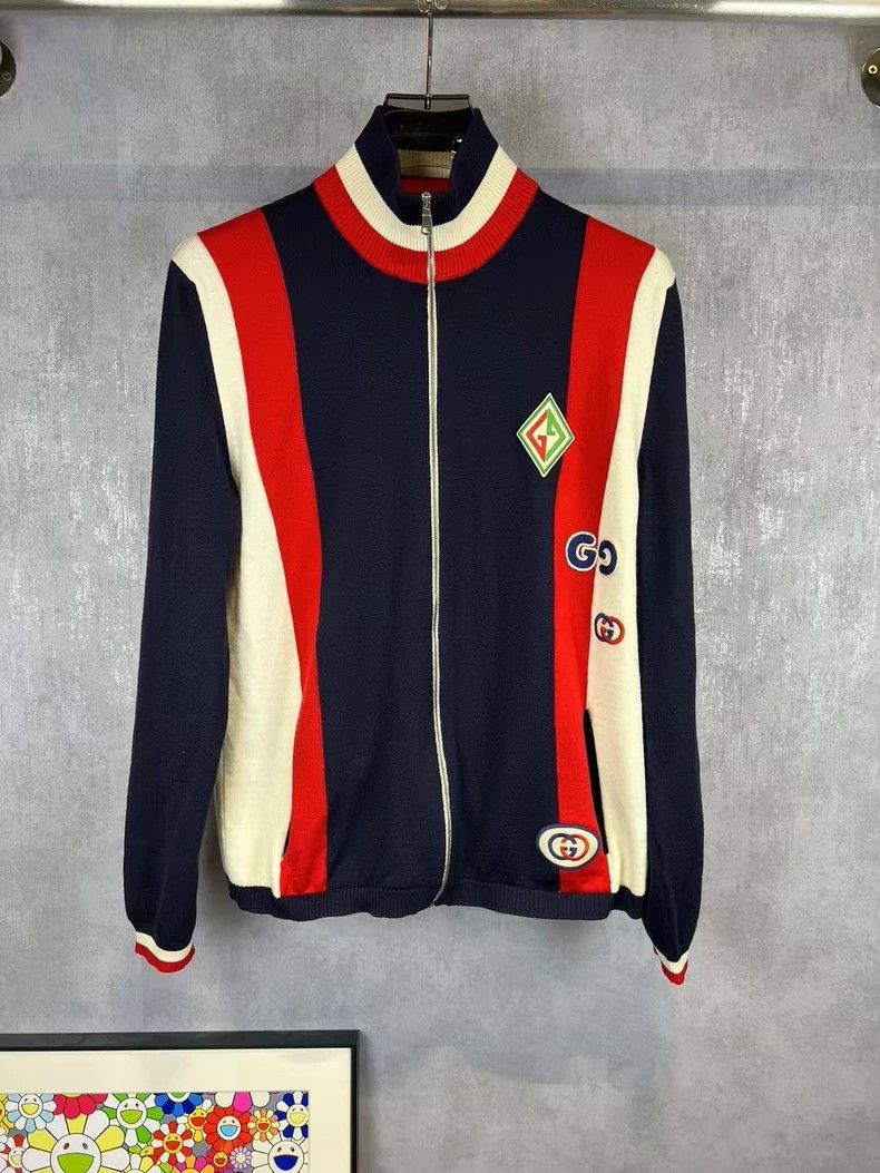 Gucci Gucci Embroidered LOGO stitching wool zipper knitted jacket Size US XL / EU 56 / 4 - 1 Thumbnail