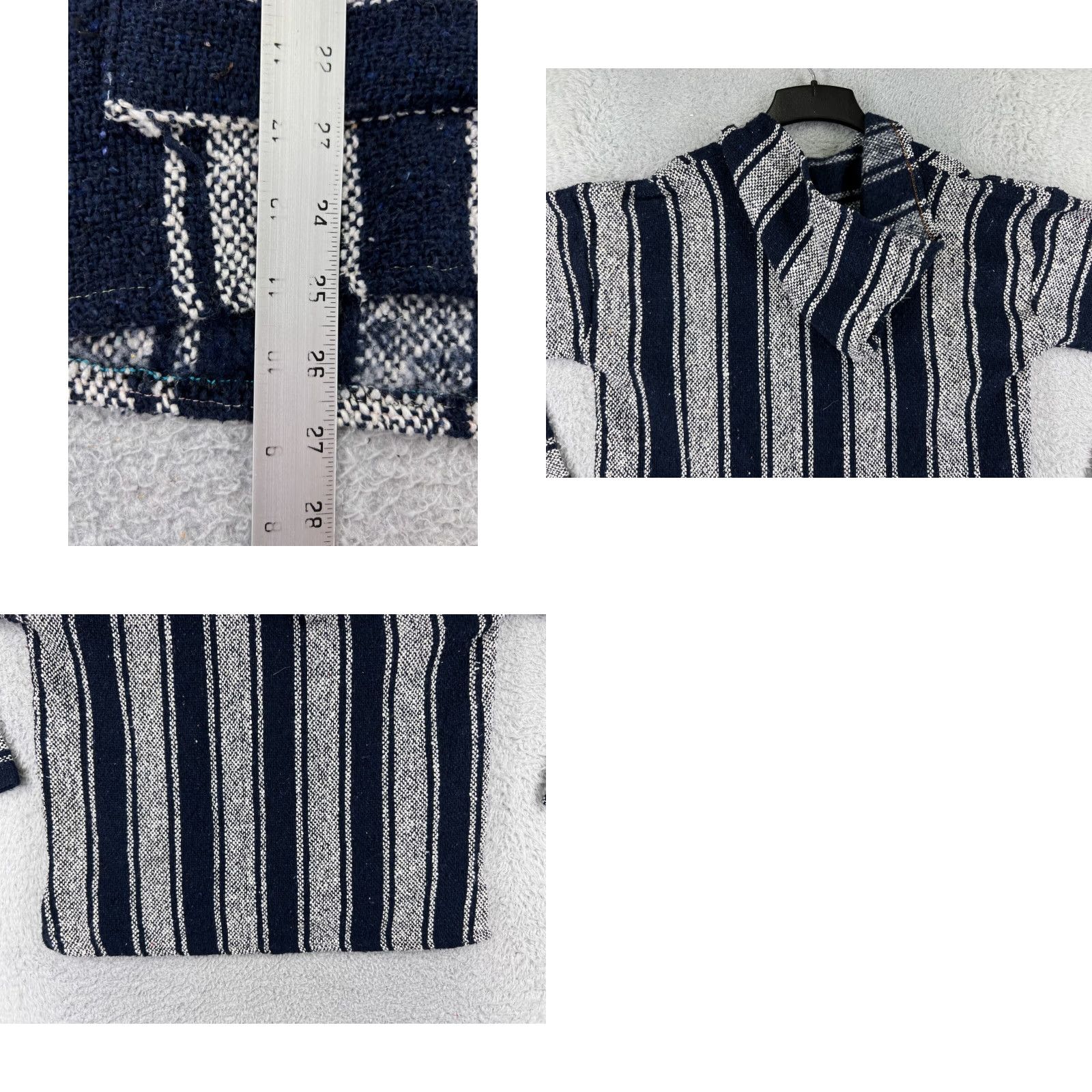 Vintage Echo Naturals Baja Hoodie Mens L Blue Acrylic Striped Jersey Pullover Hooded Sweatshirt Size US L / EU 52-54 / 3 - 9 Thumbnail