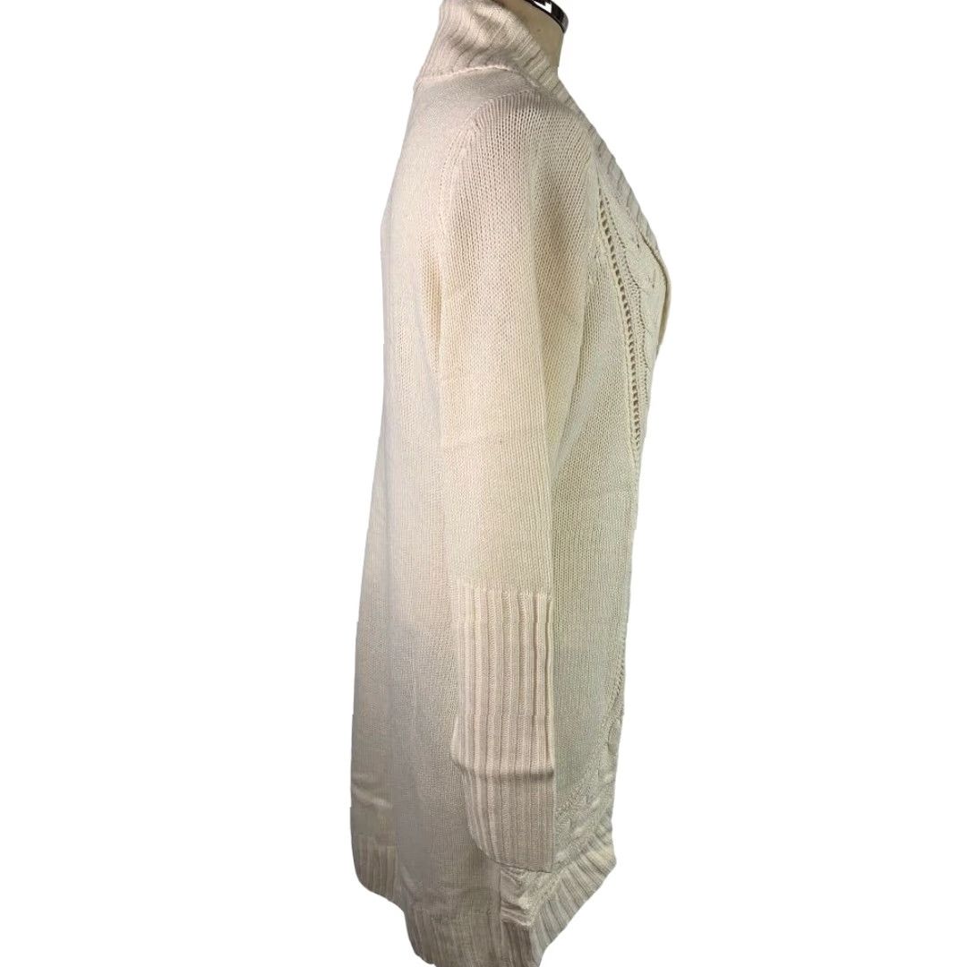 Vintage Motto Cardigan Sweater Women Medium Ivory Long Size M / US 6-8 / IT 42-44 - 7 Thumbnail