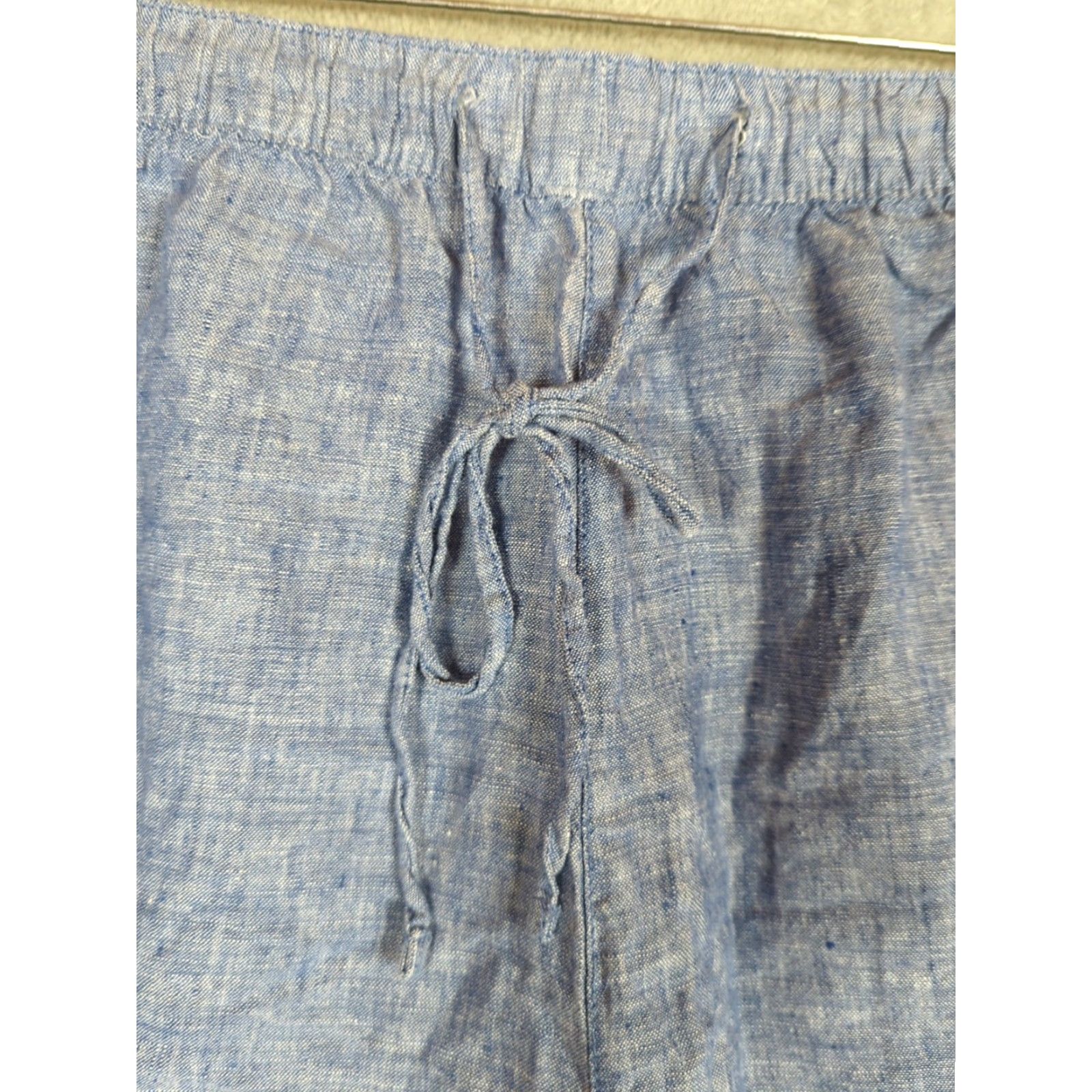 Vintage Tahari 100% Linen Blue Shorts Womens 3X Plus Size High Rise Elastic Waist Pockets Solid Beach Casual Summer Spring Vacation Linen Shorts Size 40" / US 18 - 2 Thumbnail