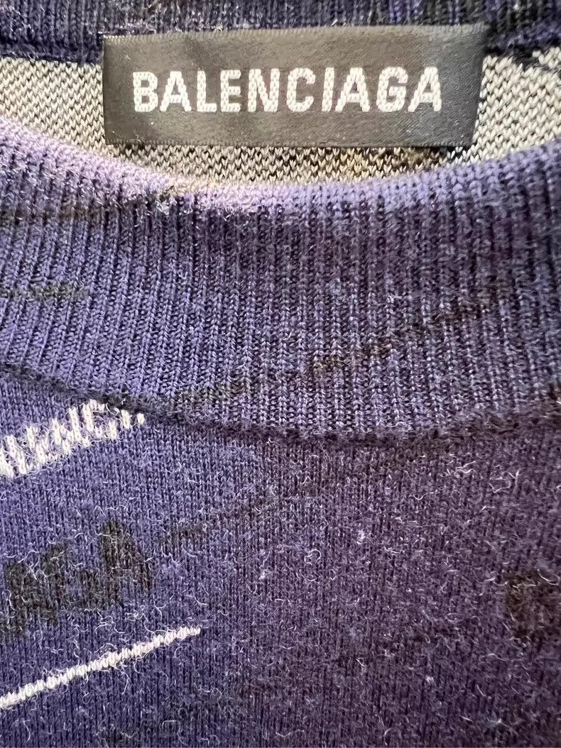 Balenciaga Balenciaga Blue-purple barrage logo wool sweater Size US M / EU 48-50 / 2 - 5 Thumbnail