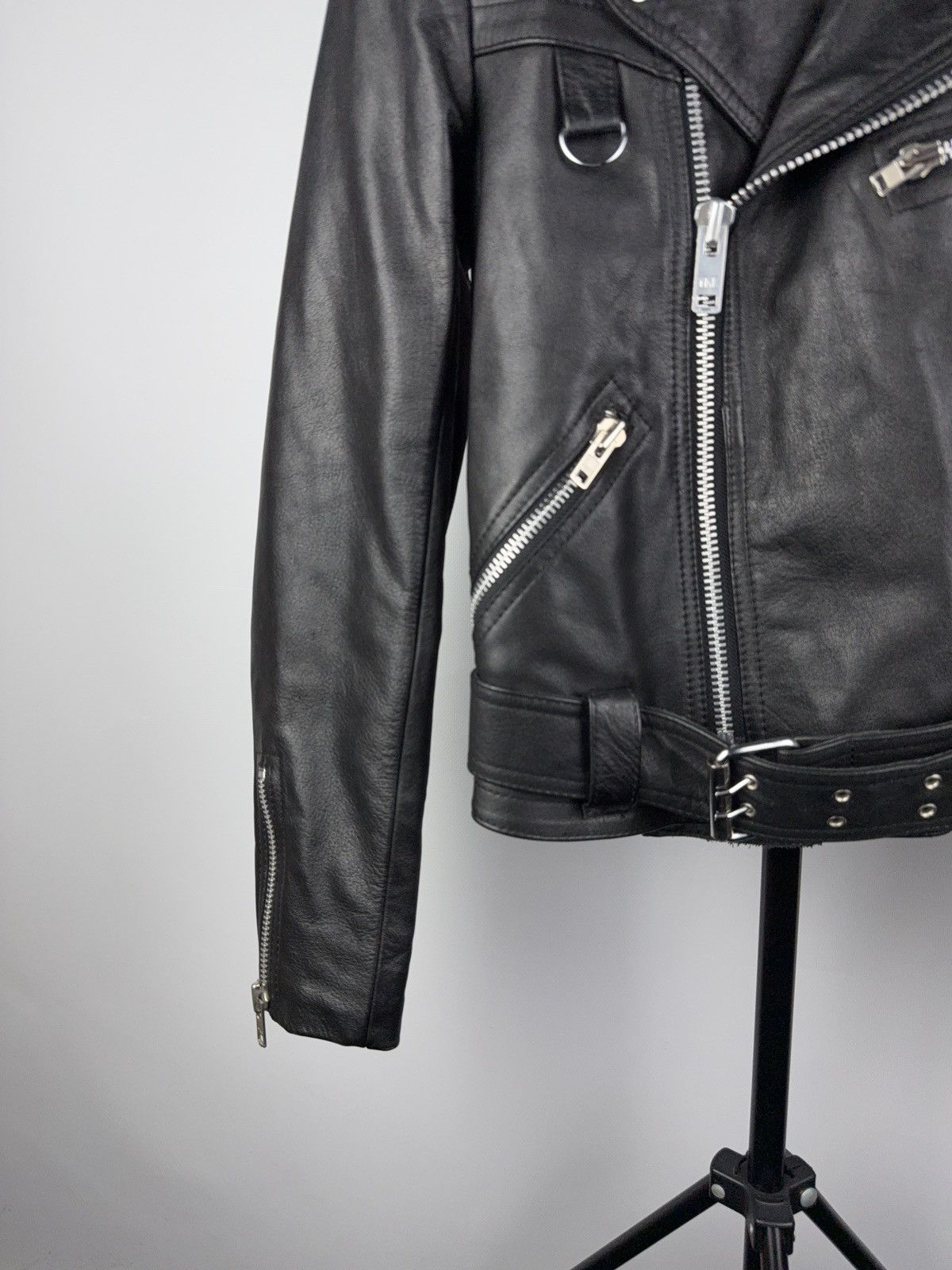 Leather Vintage Genuine Leather MOTO Bomber Jacket Rock Punk Rick Size S / US 4 / IT 40 - 3 Thumbnail