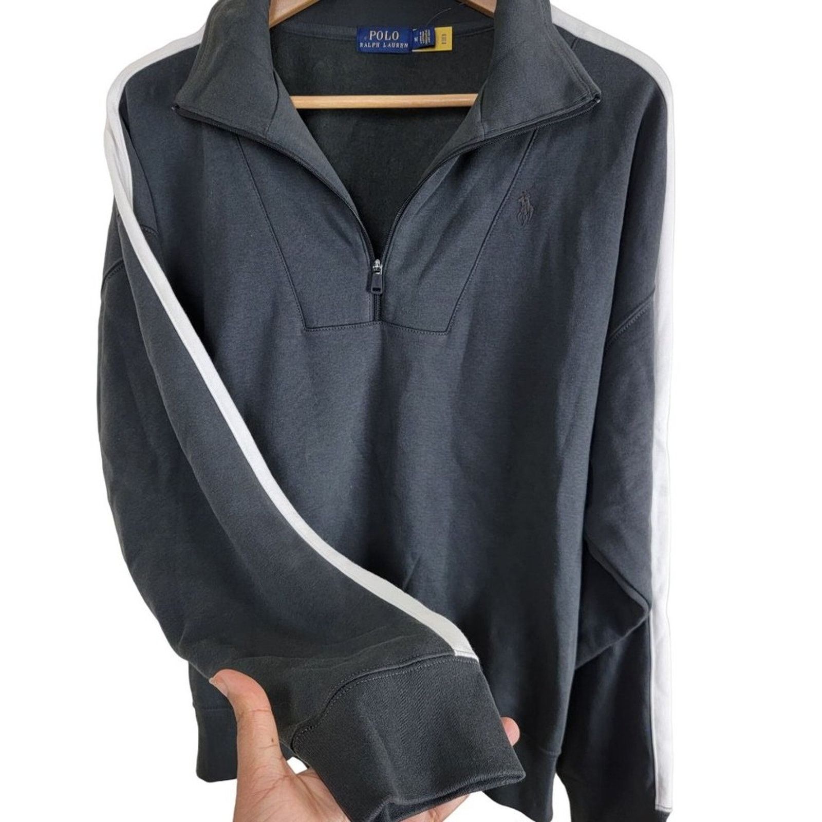 Polo Ralph Lauren Polo Ralph Lauren Pullover 1/4 Zip Sweatshirt Striped Sleeve Size S / US 4 / IT 40 - 3 Thumbnail