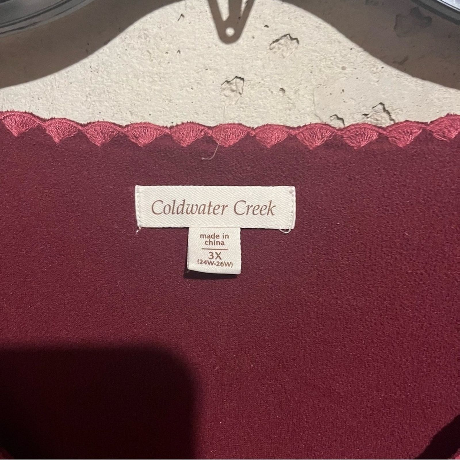 Coldwater Creek Coldwater Creek Top 3X Maroon Floral Velvet Fleece Lined Size 3XL / US 20-22 - 4 Thumbnail