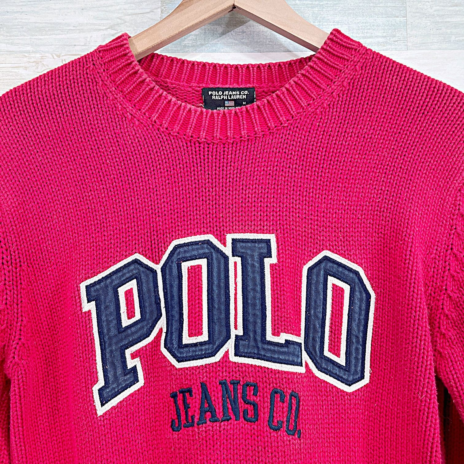 Polo Ralph Lauren × Vintage POLO Ralph Lauren Sport Logo Chunky Knit Sweater Medium Size US M / EU 48-50 / 2 - 2 Thumbnail