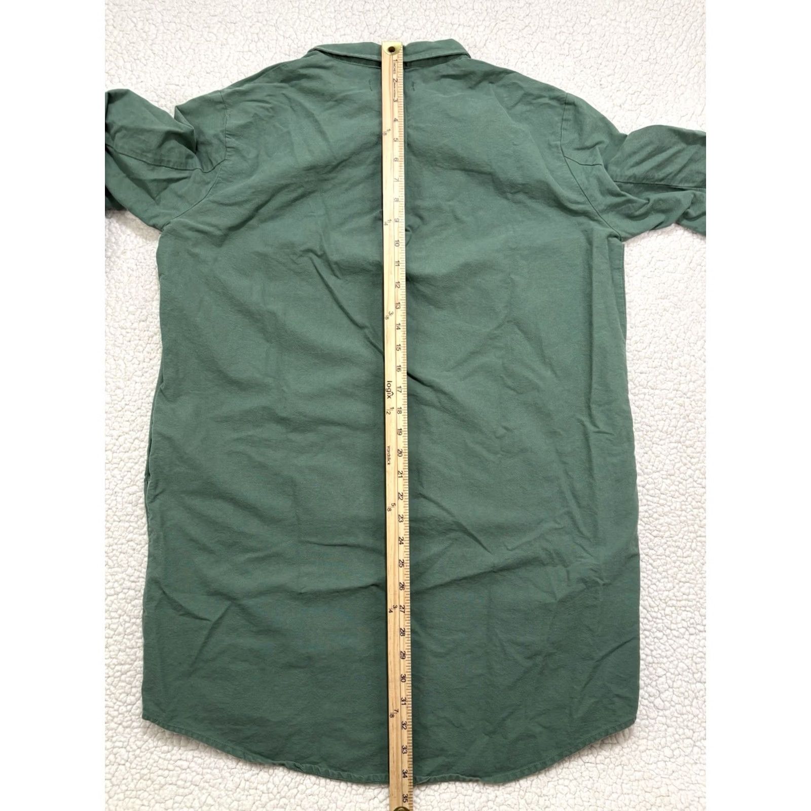 Vintage Pomander Place Shirt Dress Green M 3/4 Sleeve Button Collared Short Dress Modern Boho Preppy Women Size M / US 6-8 / IT 42-44 - 8 Thumbnail