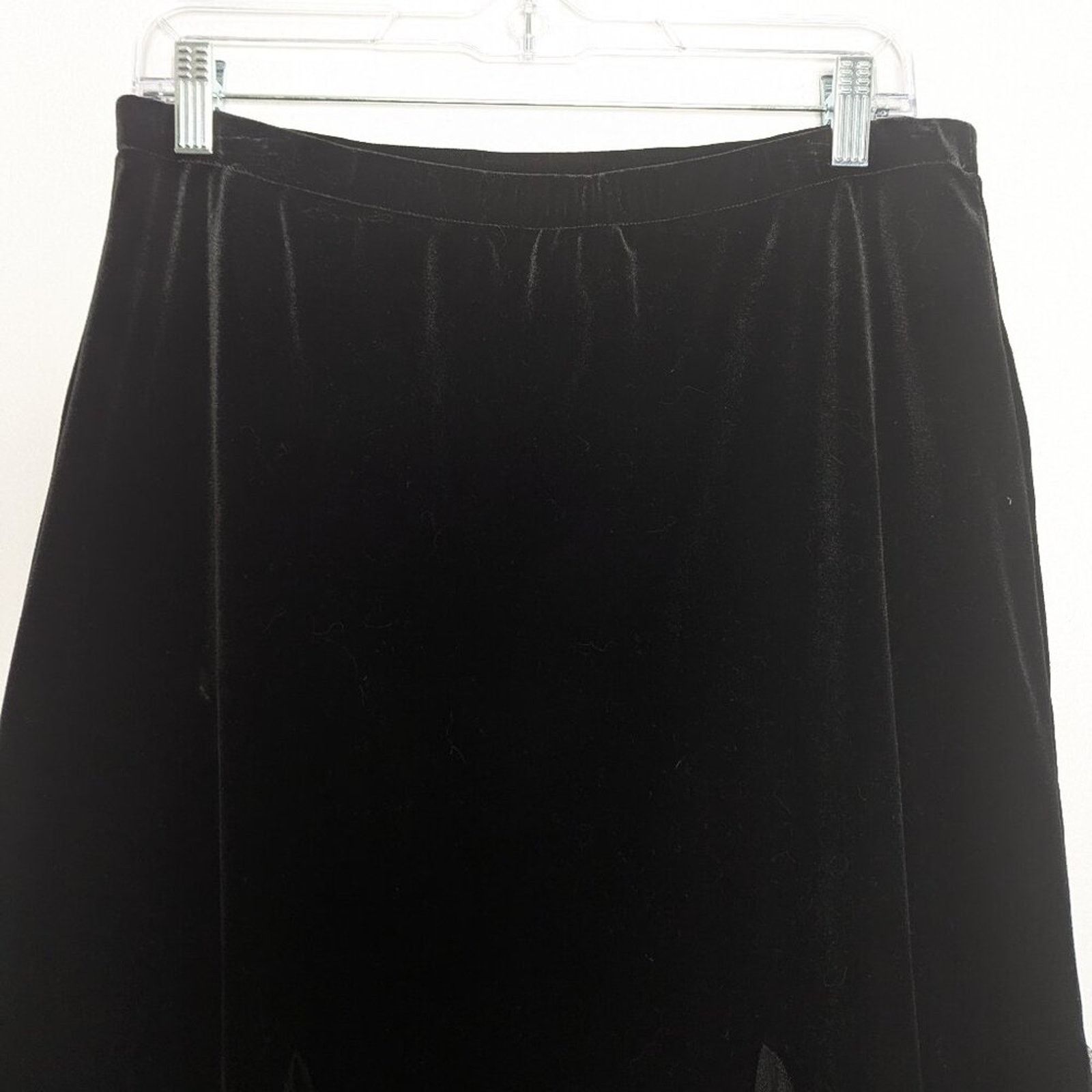 Vintage Vintage 90's Black Velvet Skirt Elastic Waist Sheer Insert Size 30" / US 8 / IT 44 - 6 Thumbnail