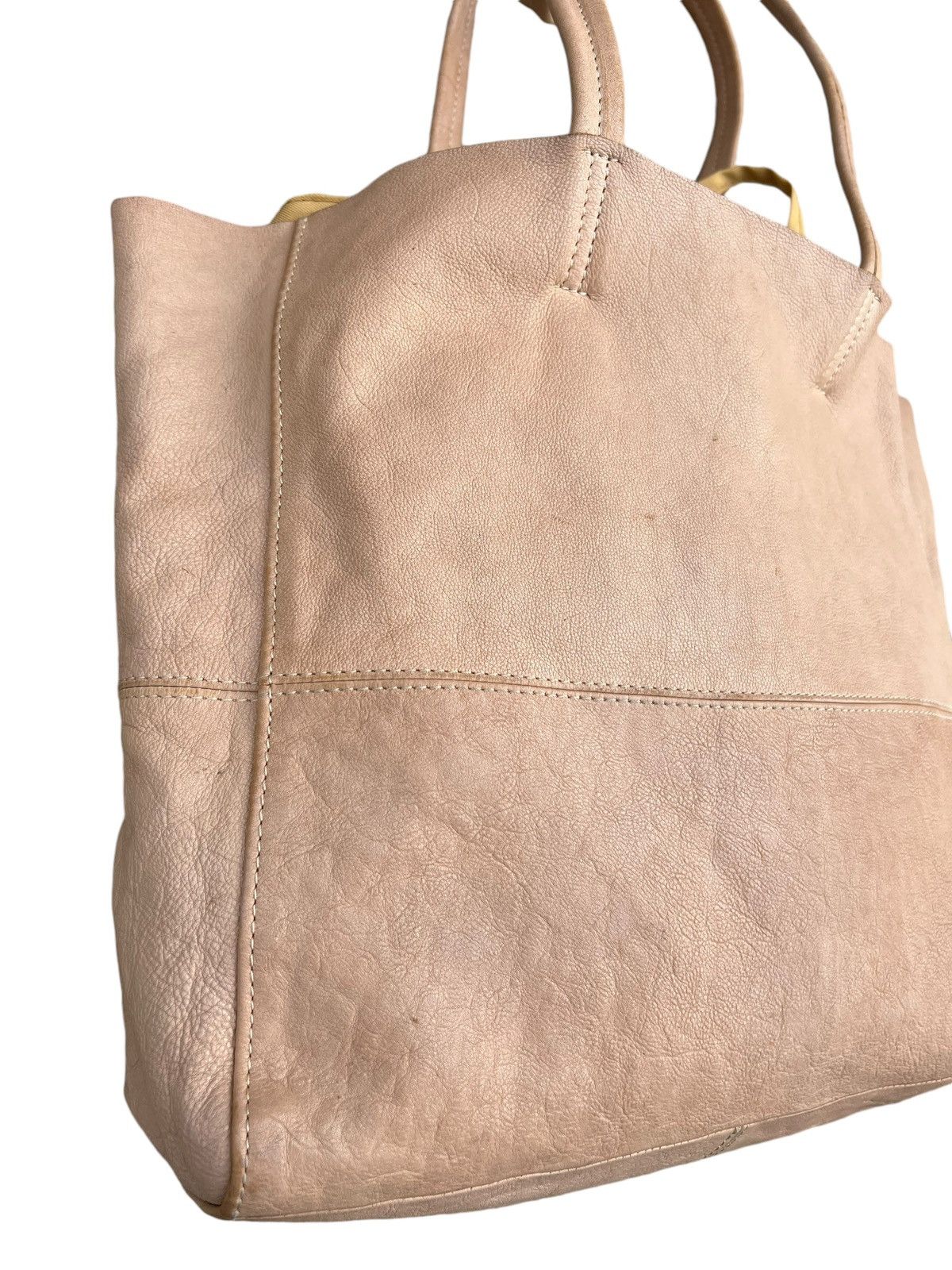 Japanese Brand × Leather Vintage CIMABUE Japan Fade Patina Leather Tote Bag Size ONE SIZE - 7 Thumbnail