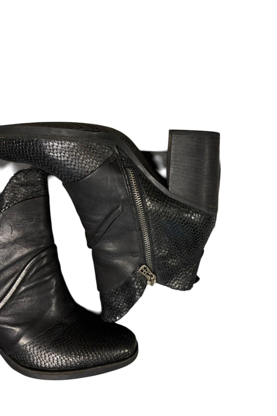 A.S.98 AS98 python print side zip leather drape heeled boots Size US 8 / IT 38 - 7 Thumbnail
