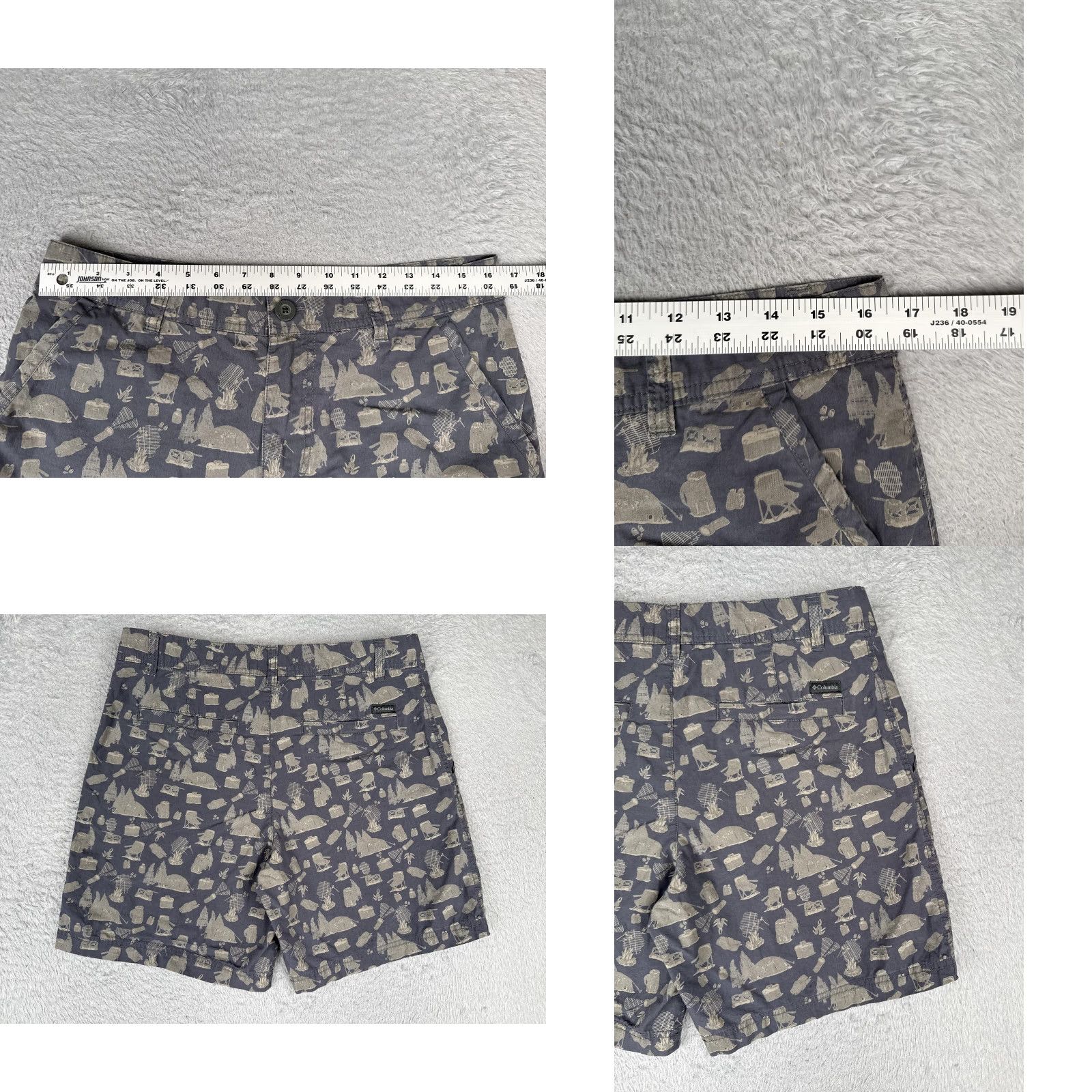 Vintage Columbia Shorts Mens 34x8 Gray Camping Print Chino 8 Inseam Lightweight Outdoor Casual Travel Shirt Size US 34 / EU 50 - 9 Thumbnail