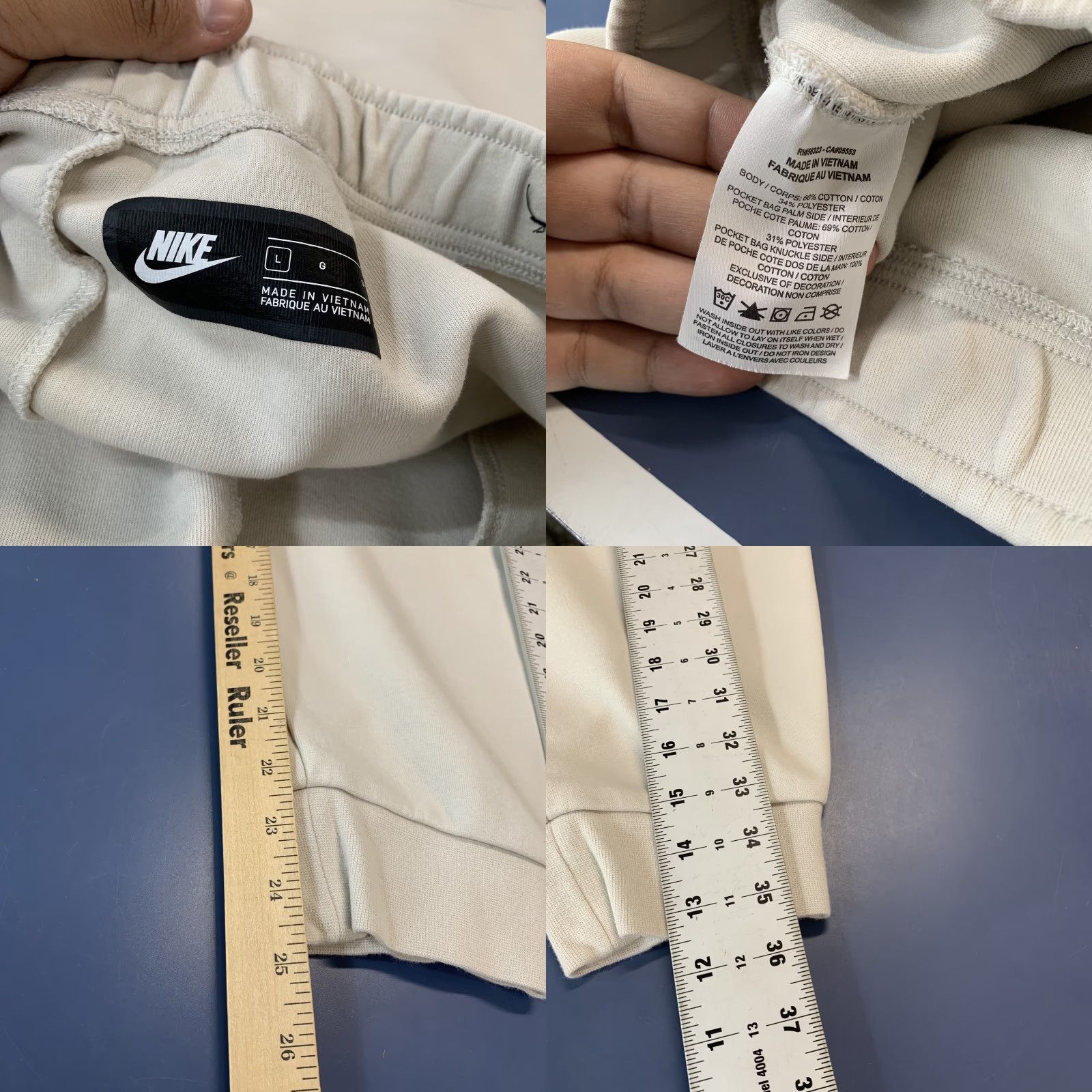 Nike Nike Tech Fleece Jogger Sweatpants Mens Large Beige Drawstring Pockets Size US 33 - 8 Thumbnail