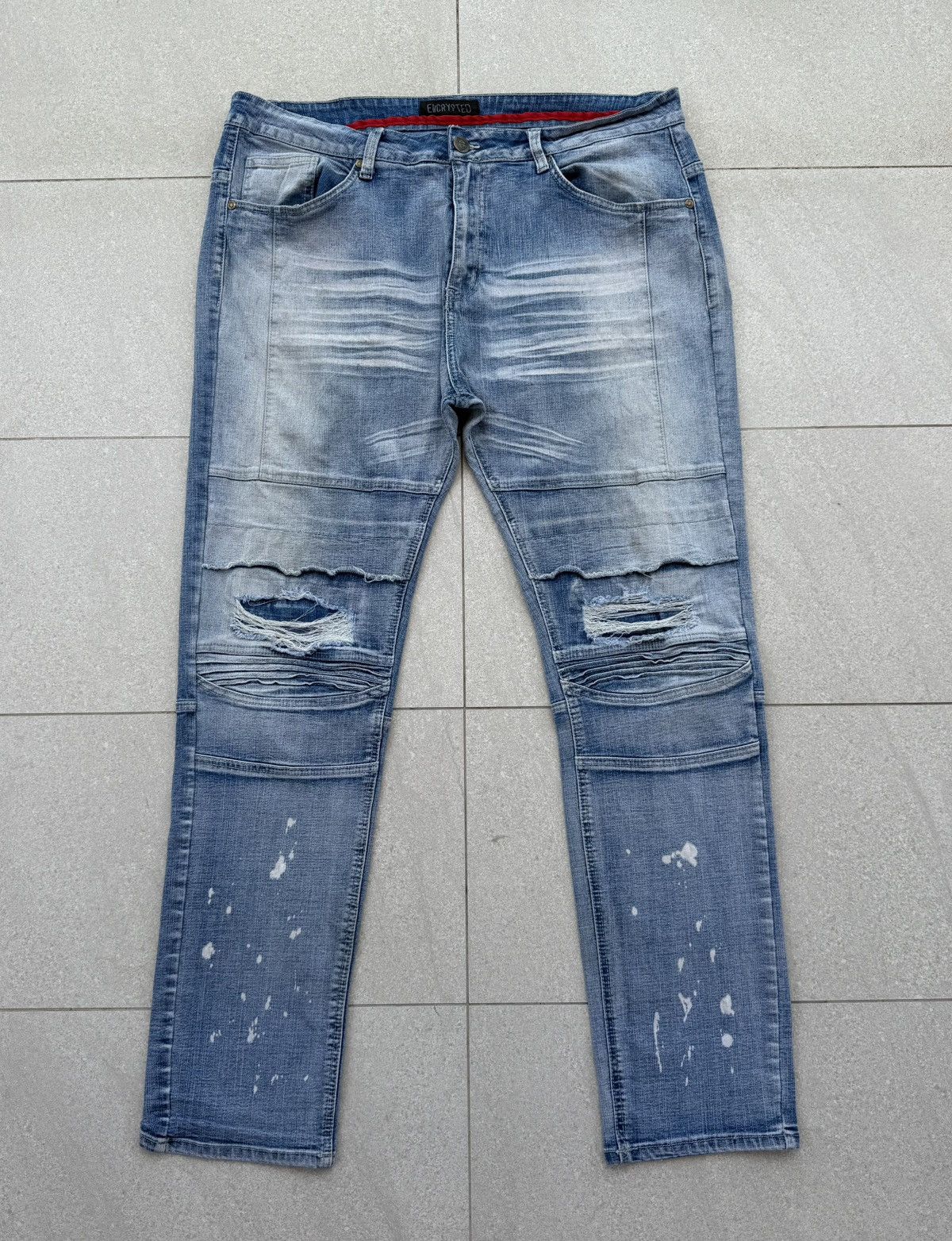 Japanese Brand ENCRYPTED Denim Slim Ripped Stretchable DISTRESSED SLIM-FIT Size US 42 / EU 58 - 2 Thumbnail