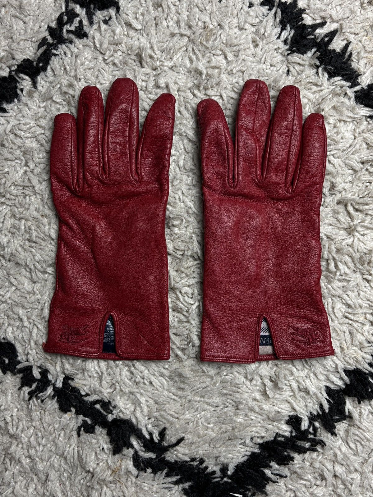 Burberry Burberry London Red Leather Vintage Gloves Size ONE SIZE - 2 Thumbnail