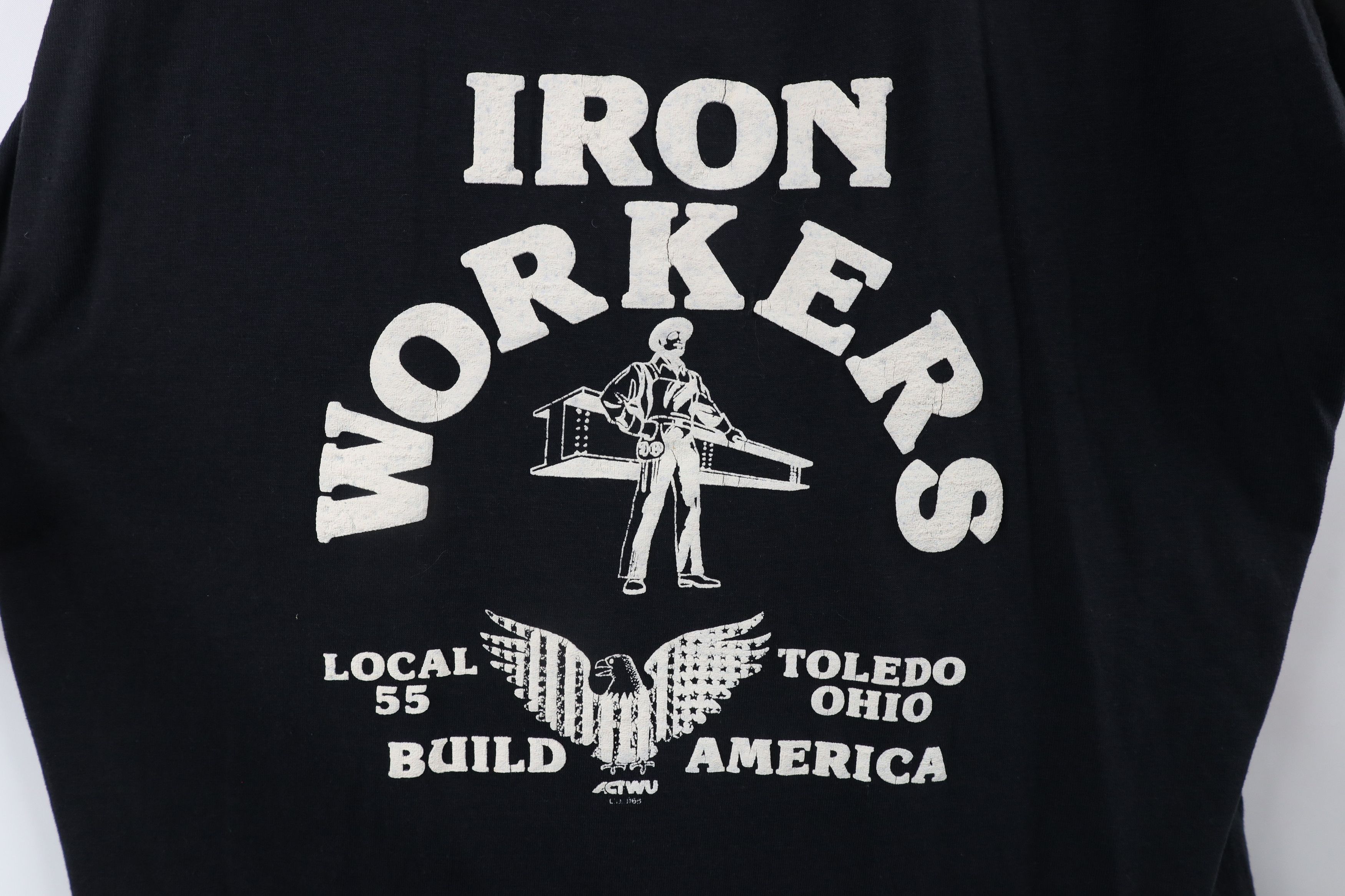 Vintage Vintage 80s Local 55 Iron Workers Union T-Shirt Black USA Size US XXL / EU 58 / 5 - 4 Thumbnail