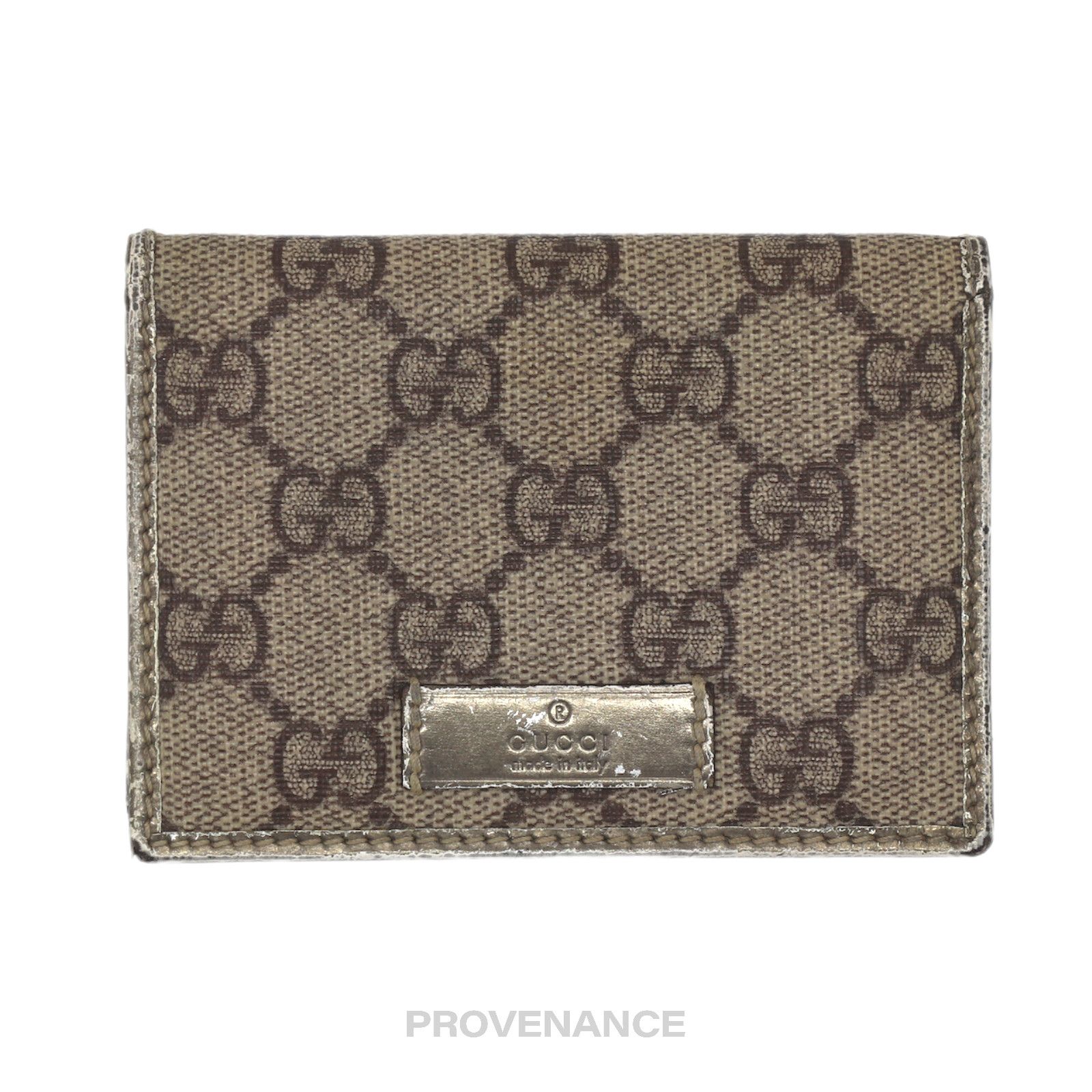 image of Gucci Pocket Organizer Card Wallet - GG Supreme Metallic, Women's