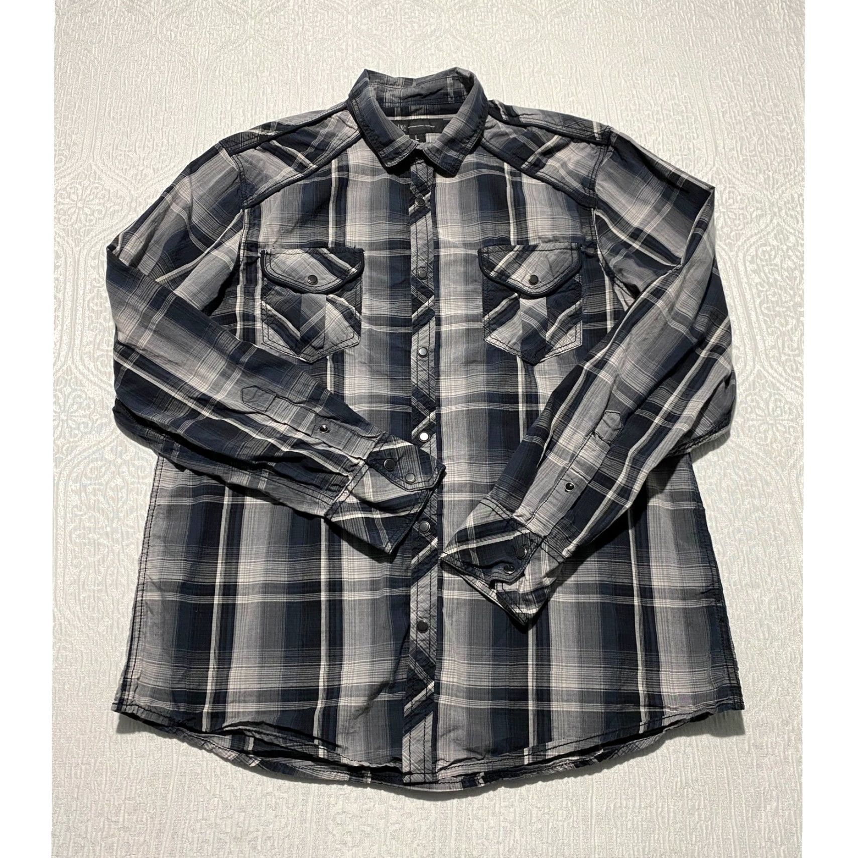 Vintage INC International Concepts Mens Large Plaid Snap Front Shirt Epaulets Size US L / EU 52-54 / 3 - 2 Thumbnail