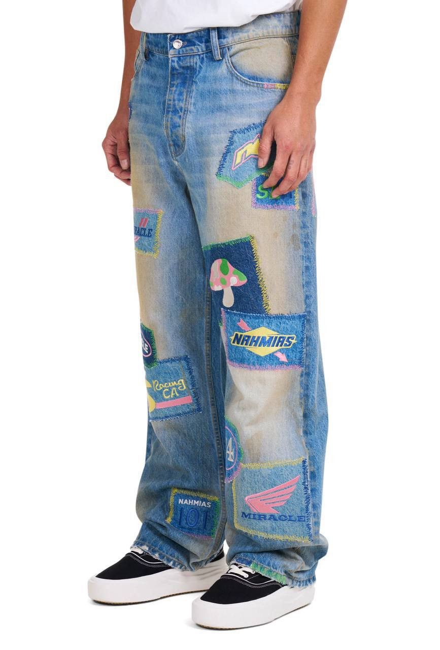 Nahmias Nahmias Patchwork Jeans Wide Fit Denim NWT Size 34 Size US 34 / EU 50 - 2 Thumbnail