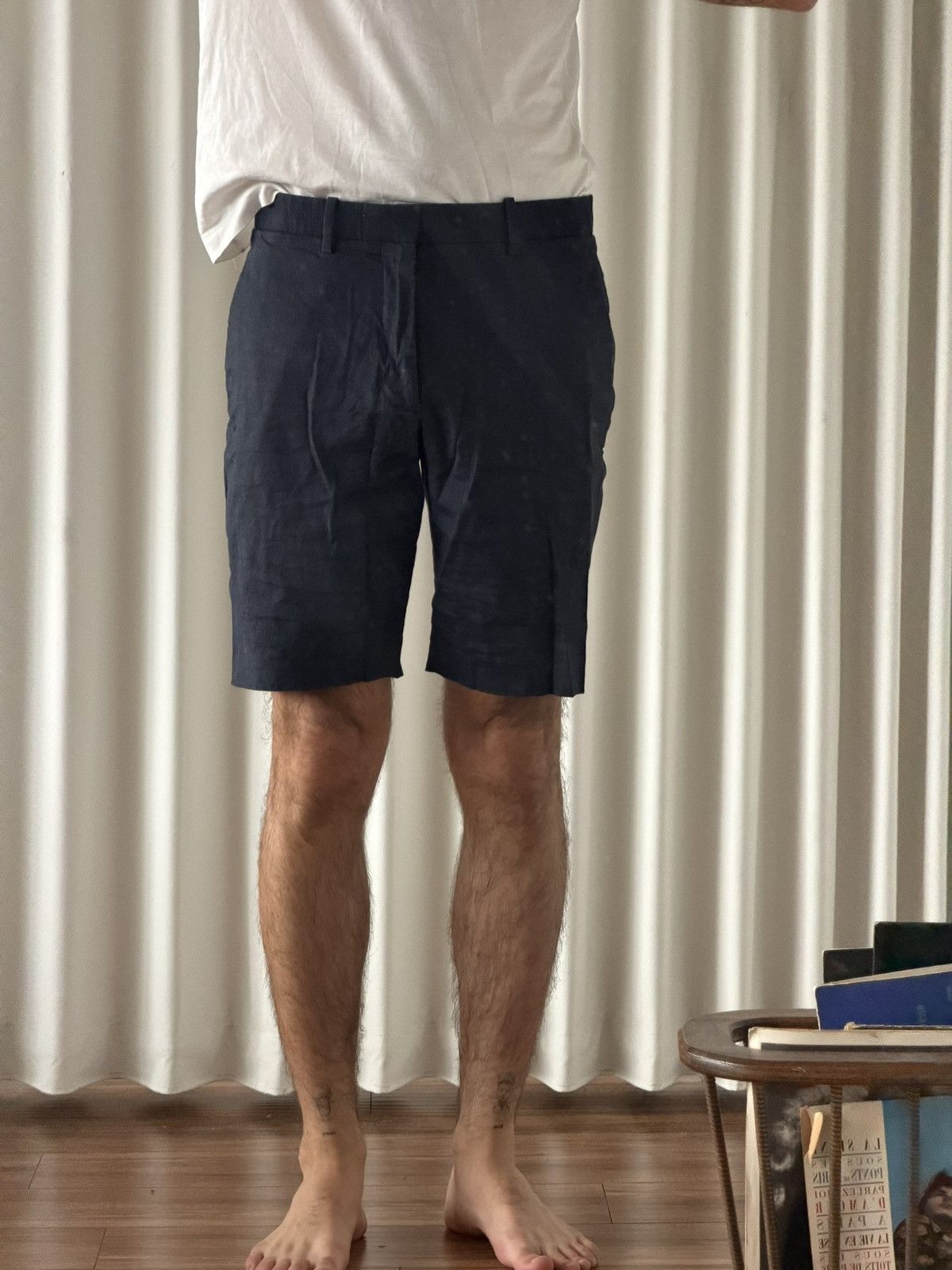Theory Navy Linen Shorts (Size 30)