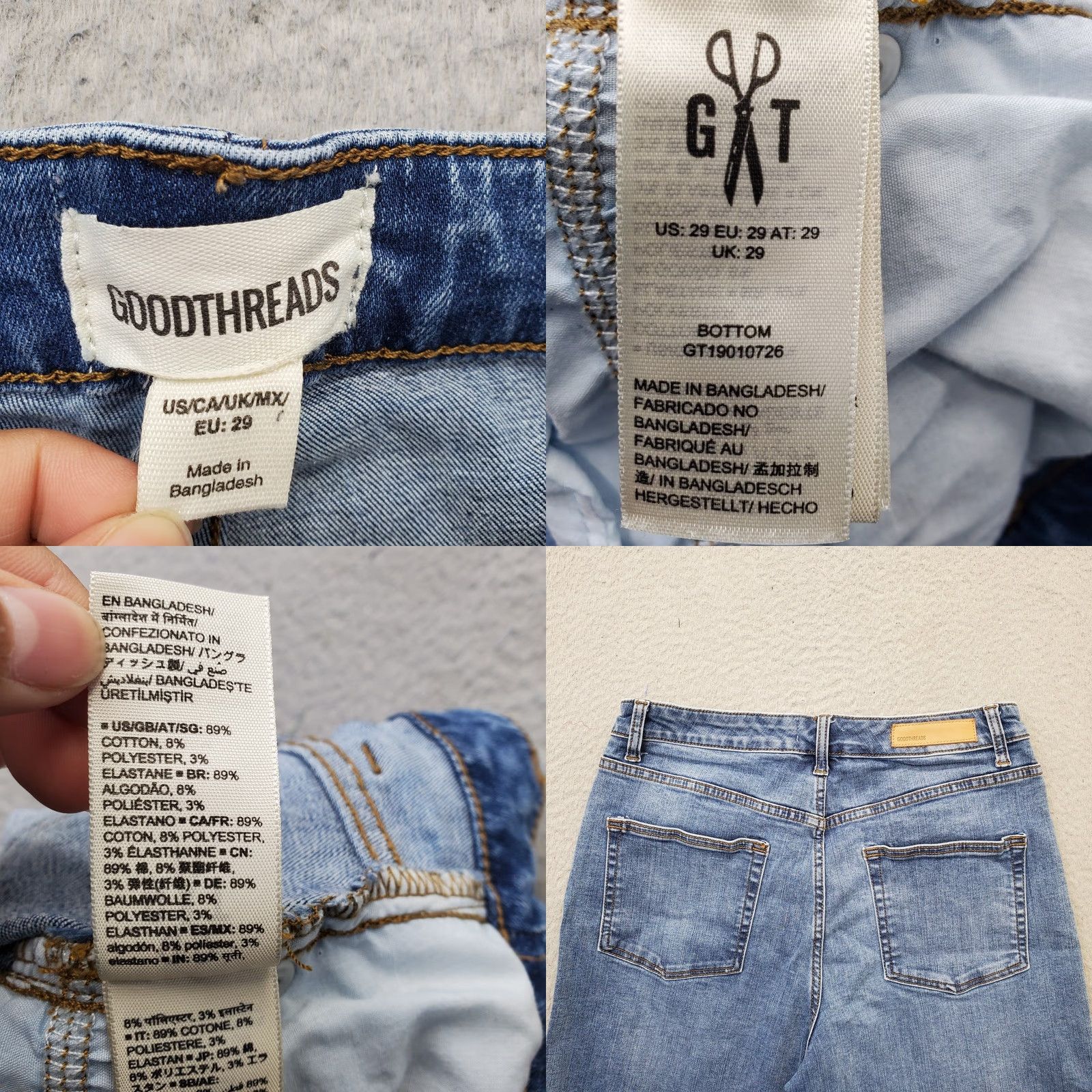 Denime Goodthreads Womens Cropped Jeans 29 Blue Denim Wide Leg Button Fly GT19010726 Size 29" - 8 Thumbnail