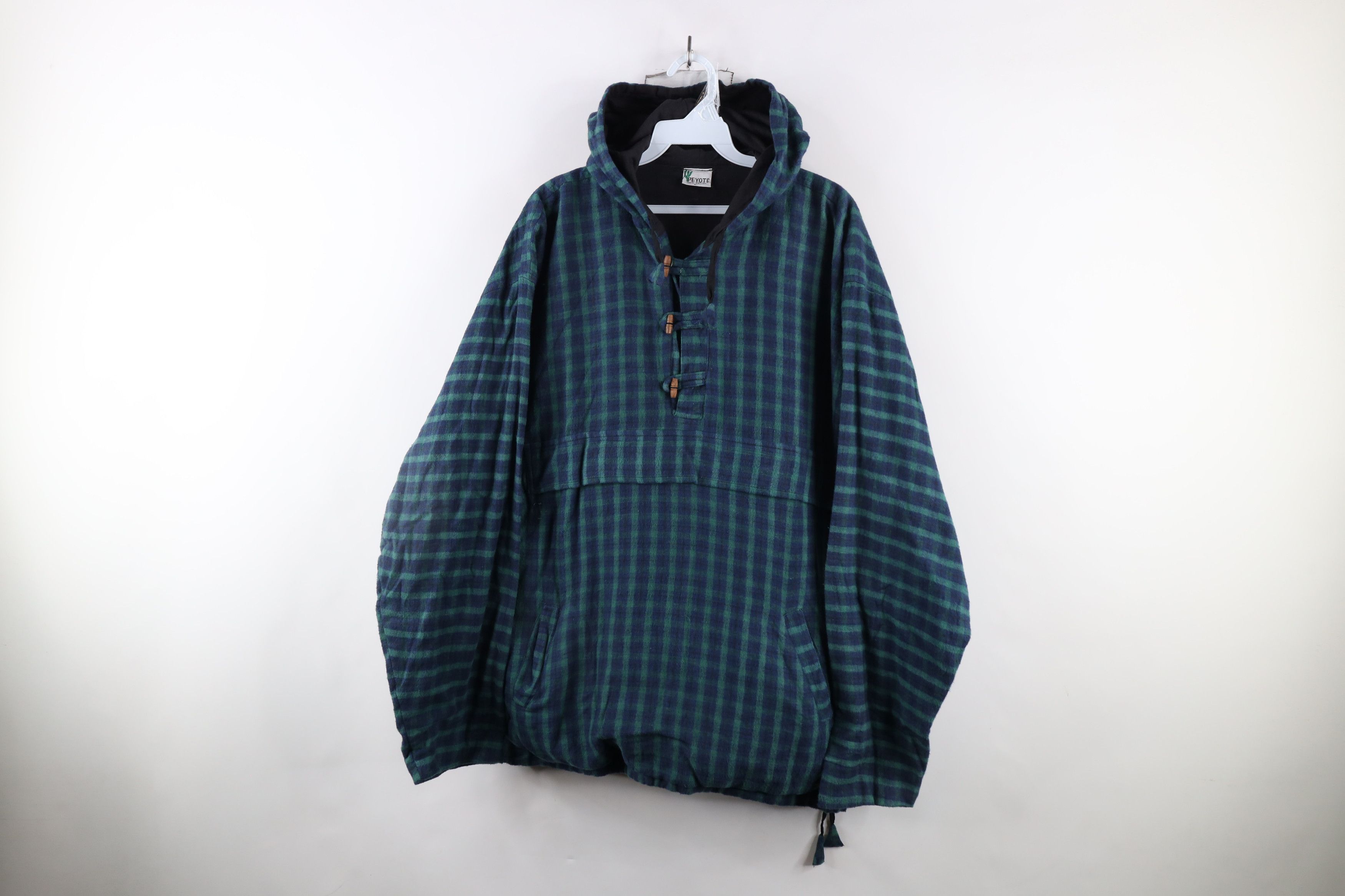 Vintage Vintage 90s Streetwear Flannel Hooded Anorak Jacket Plaid Size US L / EU 52-54 / 3 - 1 Thumbnail