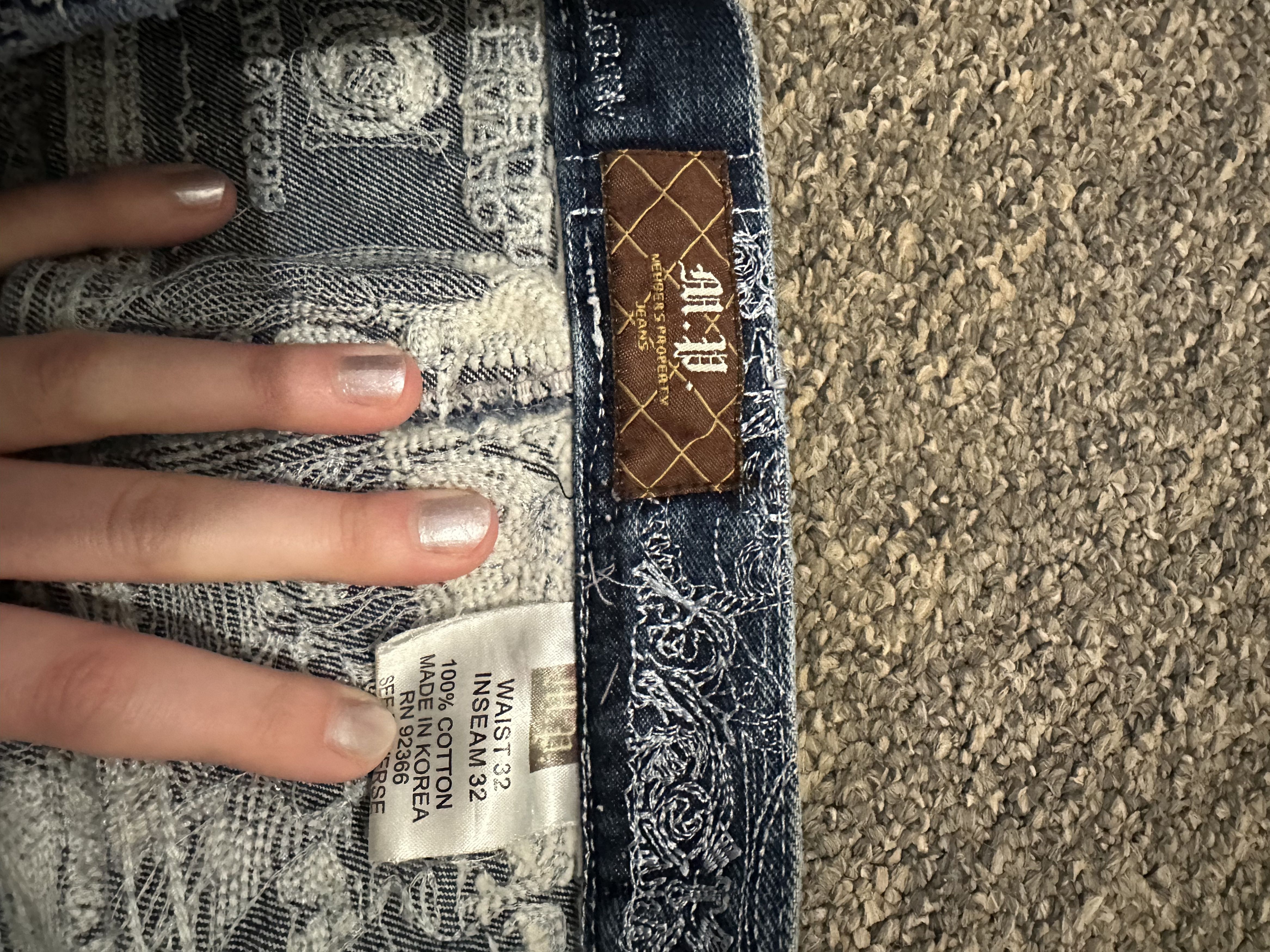 Other Members Property Money Embroidered Baggy Jeans Y2K Size US 32 / EU 48 - 6 Thumbnail