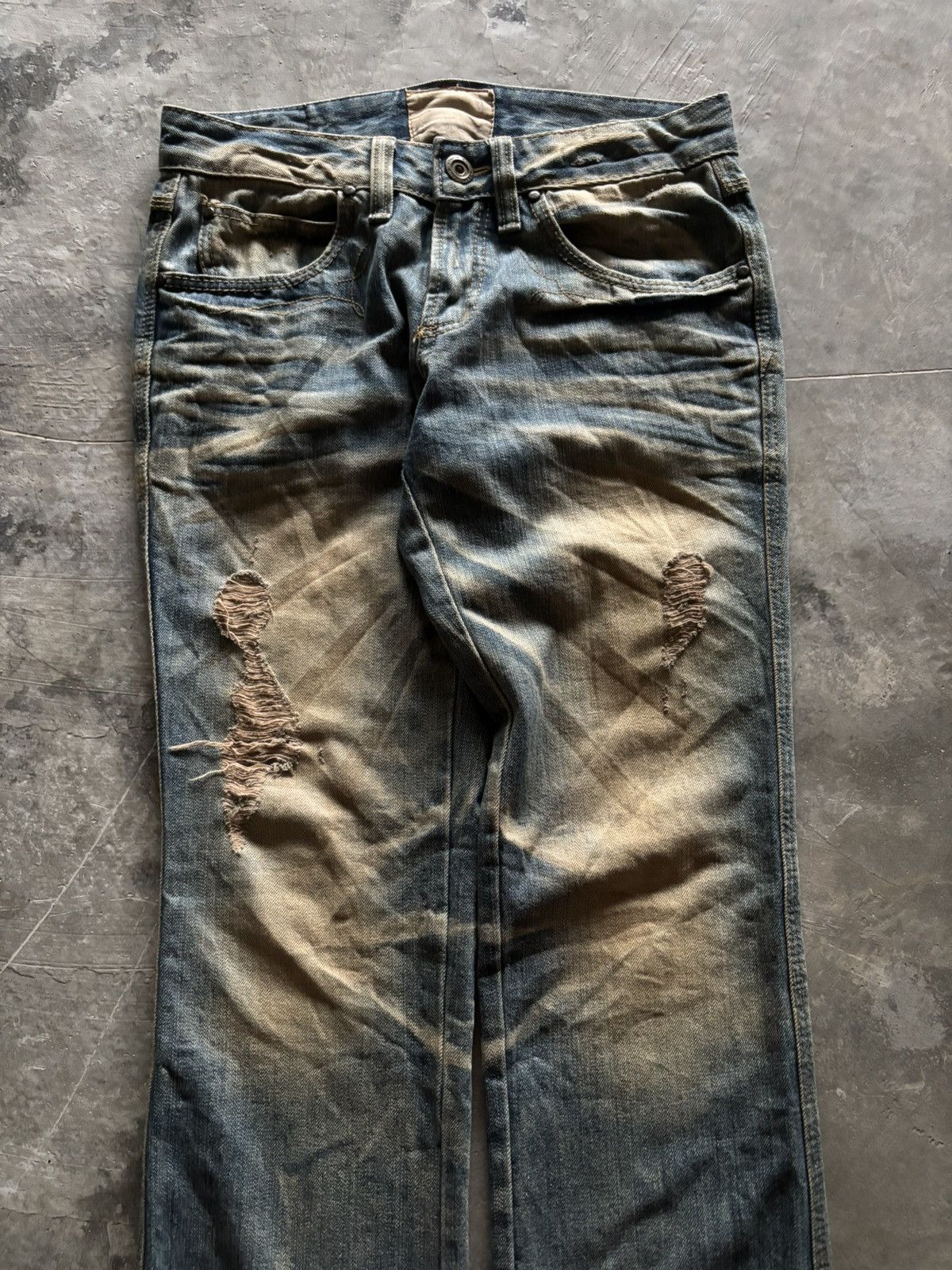 If Six Was Nine LOLITA JAPANESE JEANS MUD WASH MUDMAX DISTRESSED RUSTY PUNK Size US 30 / EU 46 - 2 Thumbnail