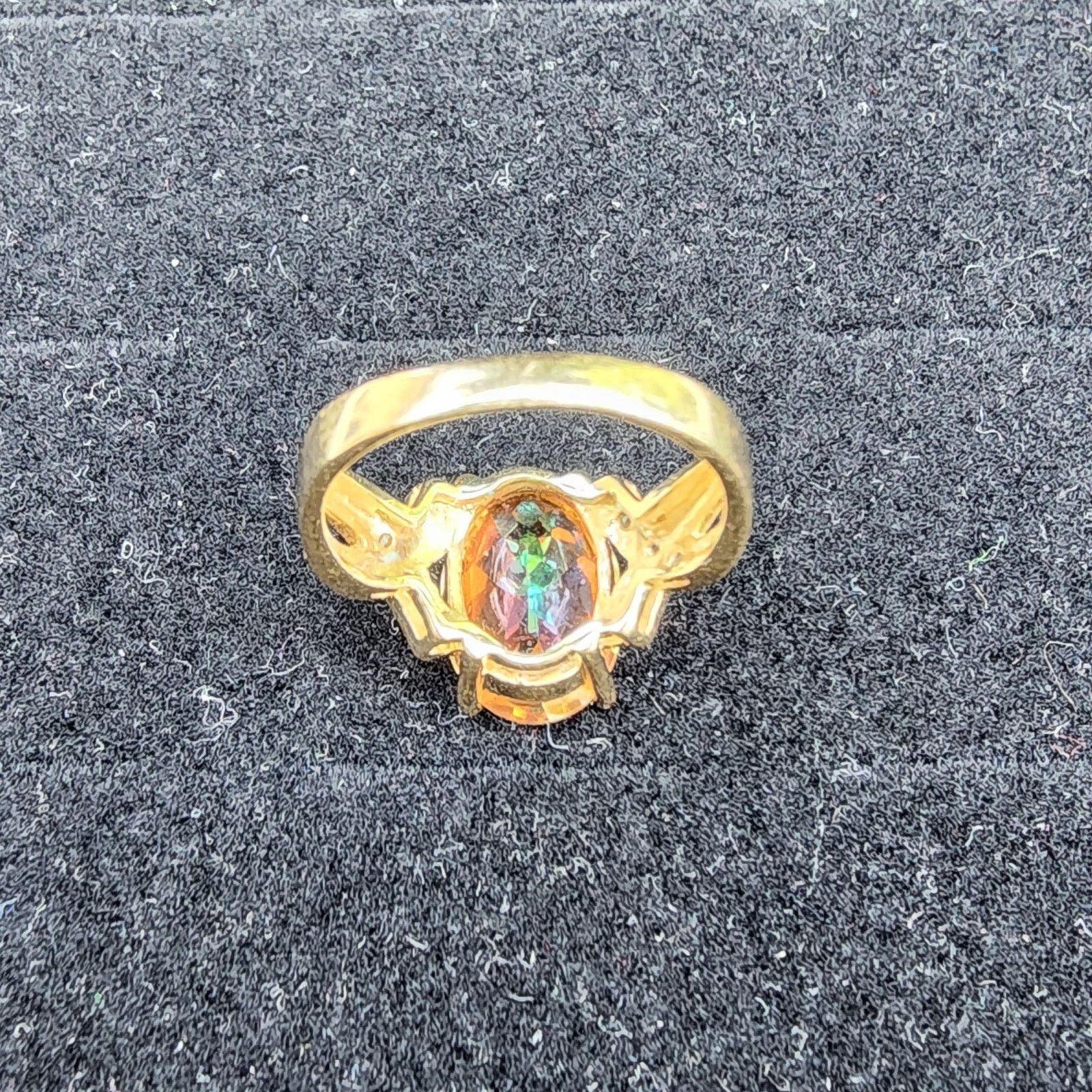 Vintage Vintage Fire Mystic Topaz Diamond 14k YG Cocktail Ring Size ONE SIZE - 4 Thumbnail
