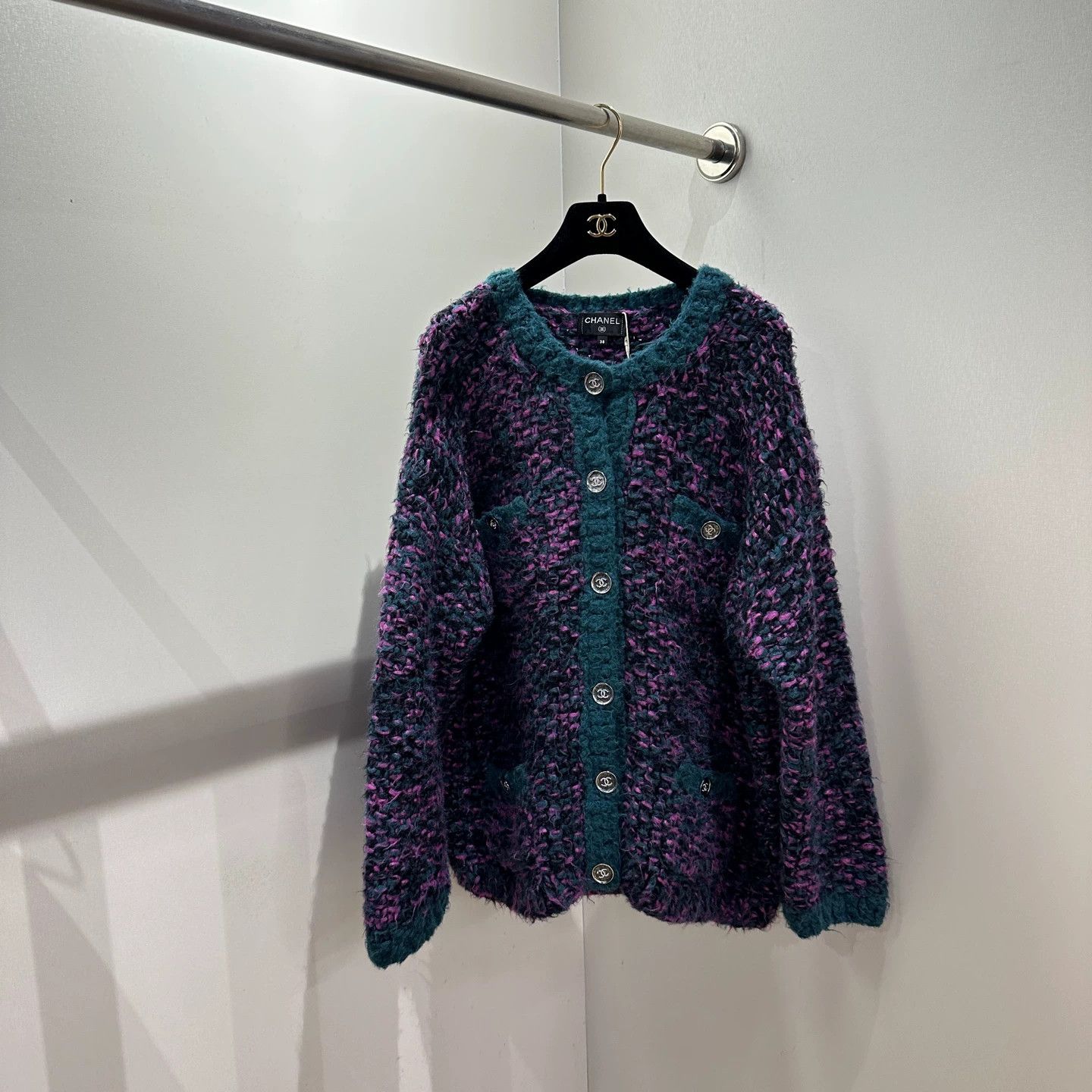 Chanel Chanel may804 23B Colorblocked 4-Pocket Silk Knit Cardy 38 Size S / US 4 / IT 40 - 1 Thumbnail