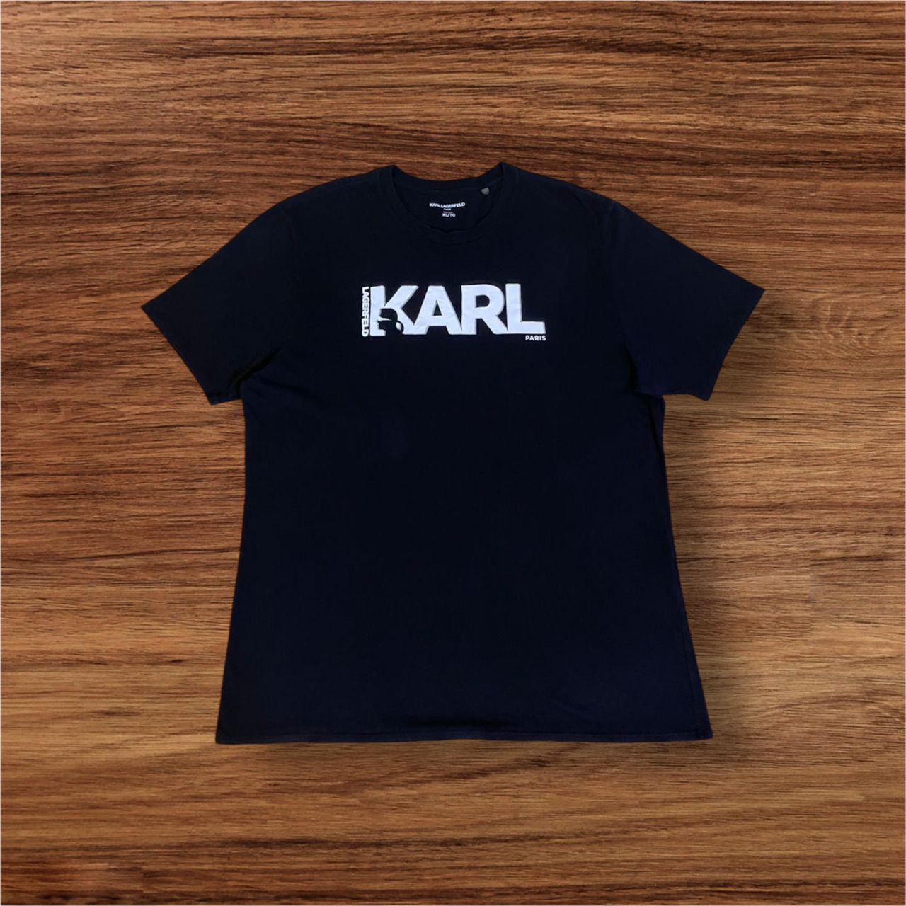 Designer KARL LAGERFELD PARIS Big Logo Spell Out T-Shirt Size US XL / EU 56 / 4 - 1 Thumbnail