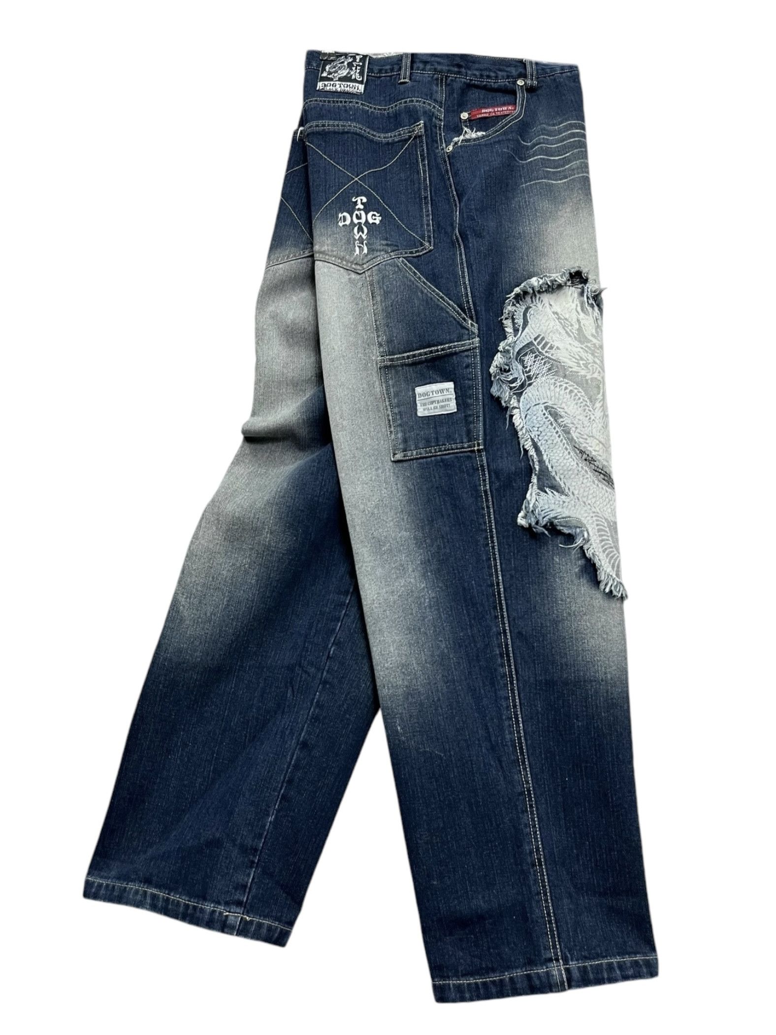 Dogtown 🔥! Vtg DOGTOWN Skateboard Iconic Dragon Baggy Hip Hop Size US 34 / EU 50 - 3 Thumbnail