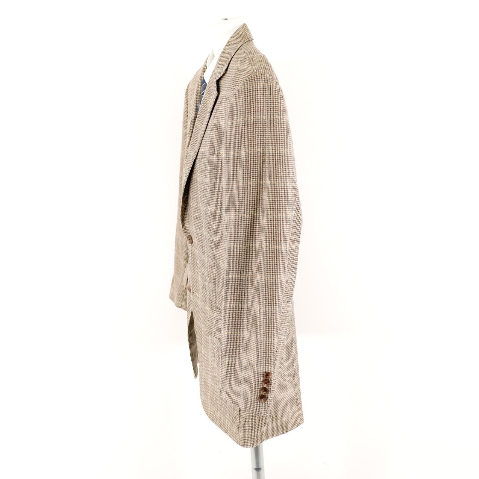 Joseph Abboud Joseph Abboud Classic Wool Silk Green Beige Blue Houndstooth Size 42R - 9 Thumbnail