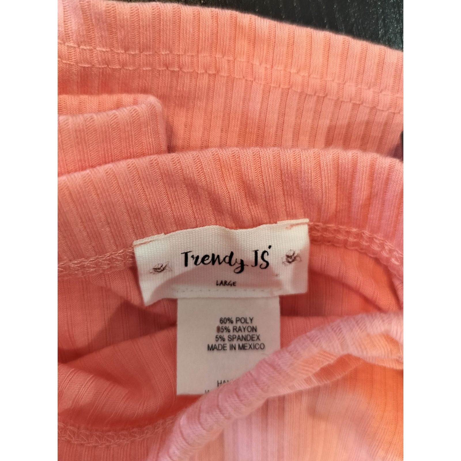 Other Trendy JS Coral Ribbed Off Shoulder Top Junior's L Stretch Size L / US 10 / IT 46 - 6 Thumbnail