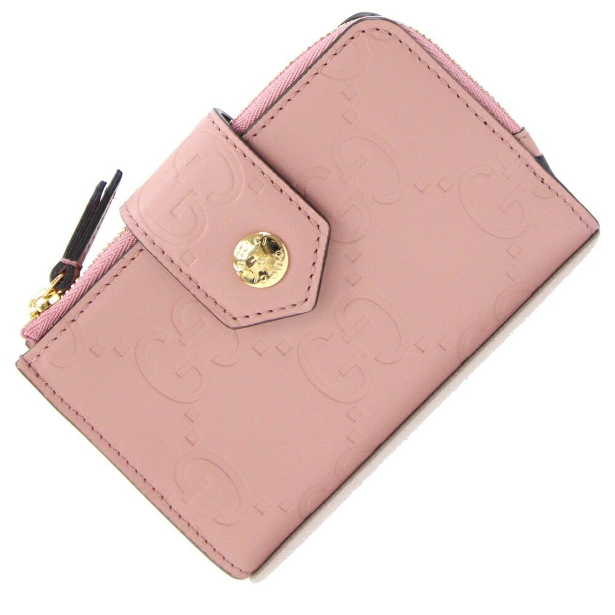 Gucci GG Medium Bifold Wallet 790131 Pink Leather Compact Mini Women's GUCCI