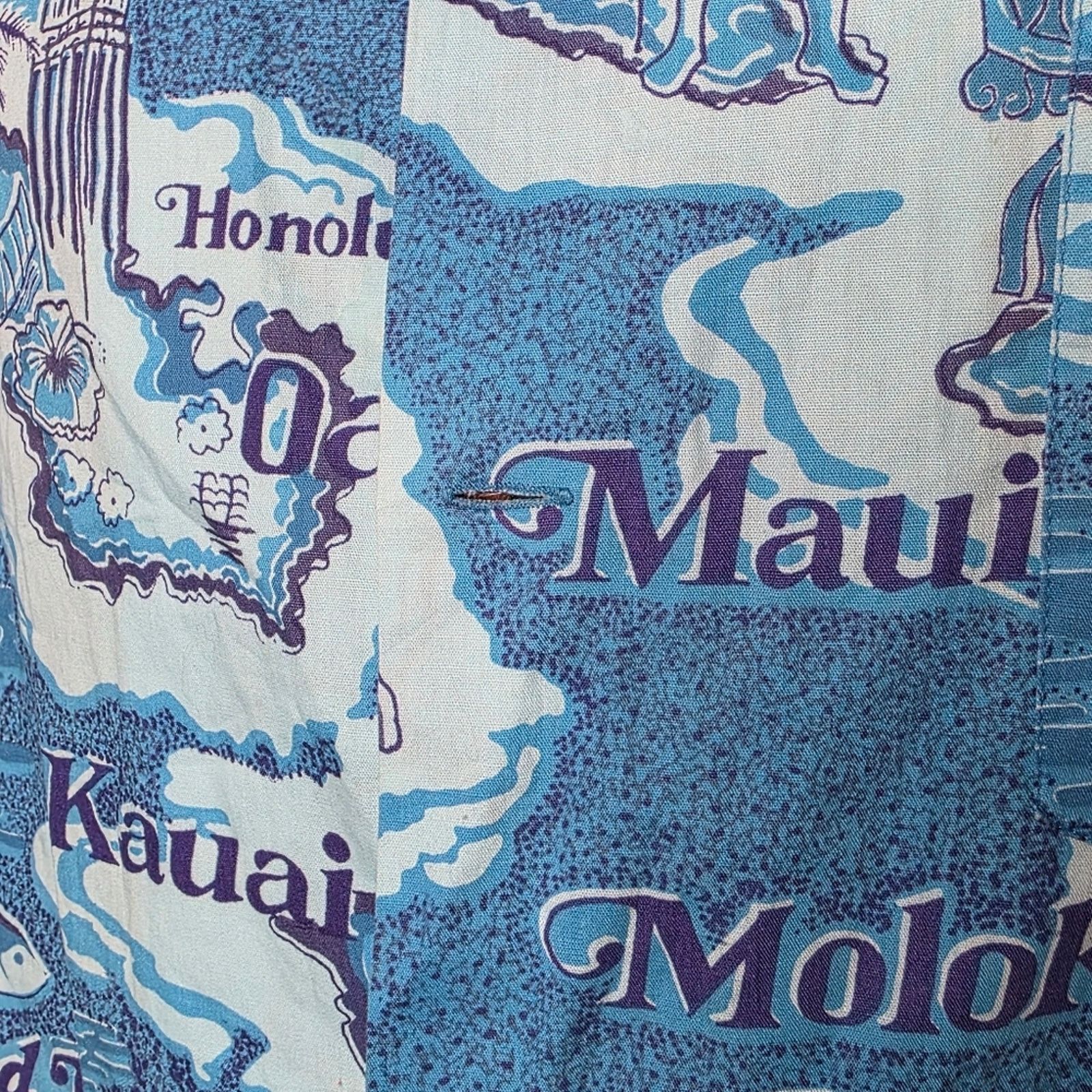Vintage VTG 70s Island Fashions Map Print Hawaiian Aloha Shirt, sz L Size US L / EU 52-54 / 3 - 6 Thumbnail