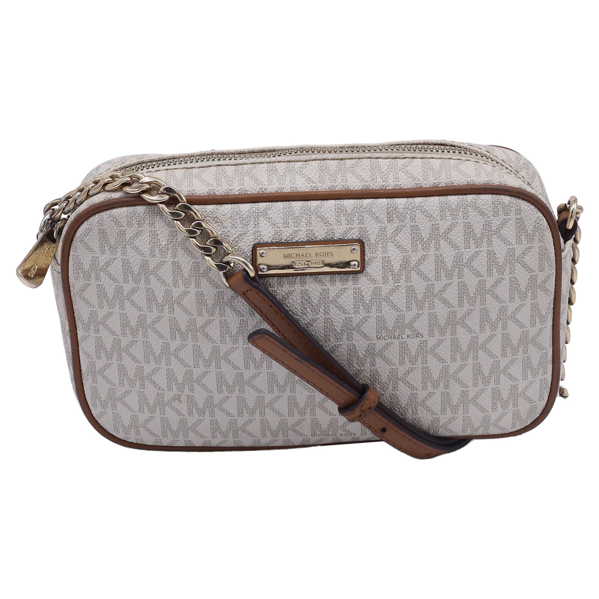Michael Kors Michael Kors Signature East/West Crossbody Bag in Beige Coat Size ONE SIZE - 1 Thumbnail