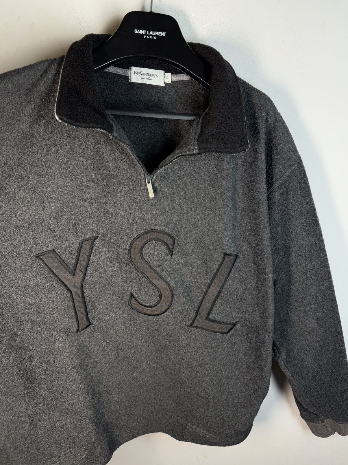 Yves Saint Laurent Fleece YSL Sweatshirt 1/4 Quarter Zip Up Logo Sweater Y2k Size US XL / EU 56 / 4 - 1 Thumbnail