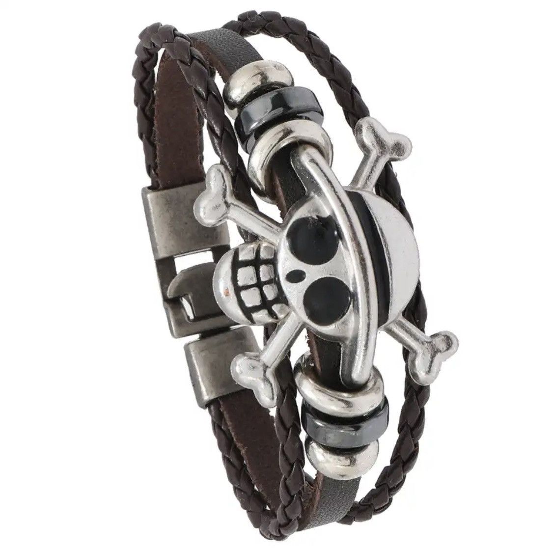 Jewelry × Leather Retro Brown Skull Leather Bracelet Size ONE SIZE - 2 Thumbnail