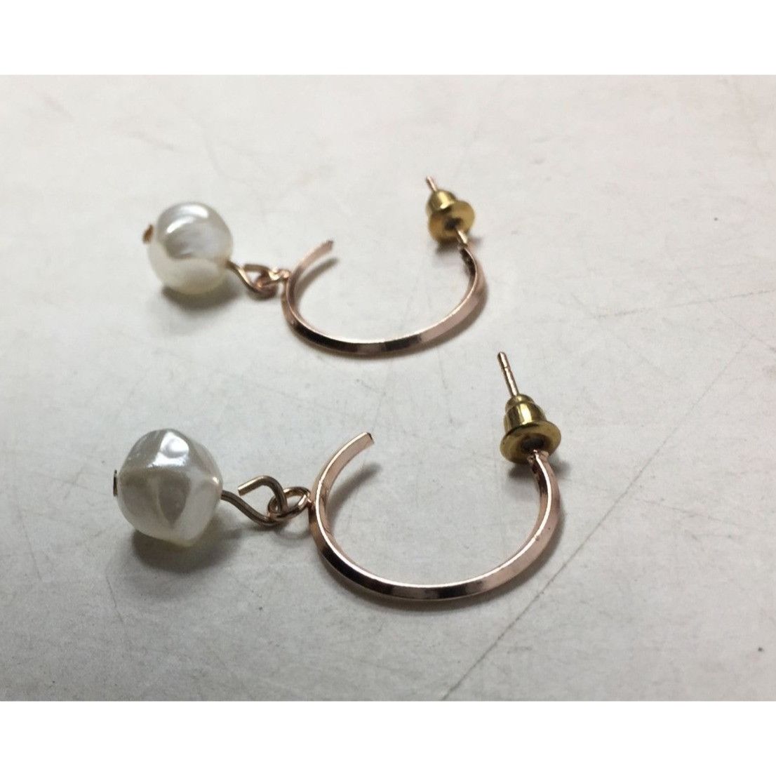 Other Women's Rose Gold Hoop Earrings with Faux White Pearl Size ONE SIZE - 7 Thumbnail