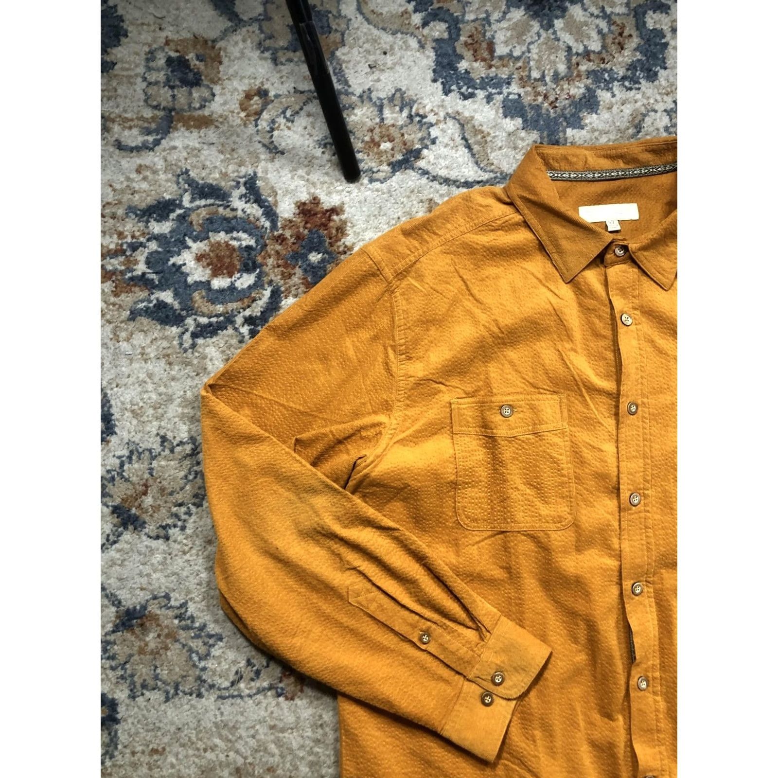 The Territory Ahead Territory Ahead Shirt Mens XL Gold Solid Textured Long Sleeve Button Up Casual Size US XL / EU 56 / 4 - 3 Thumbnail