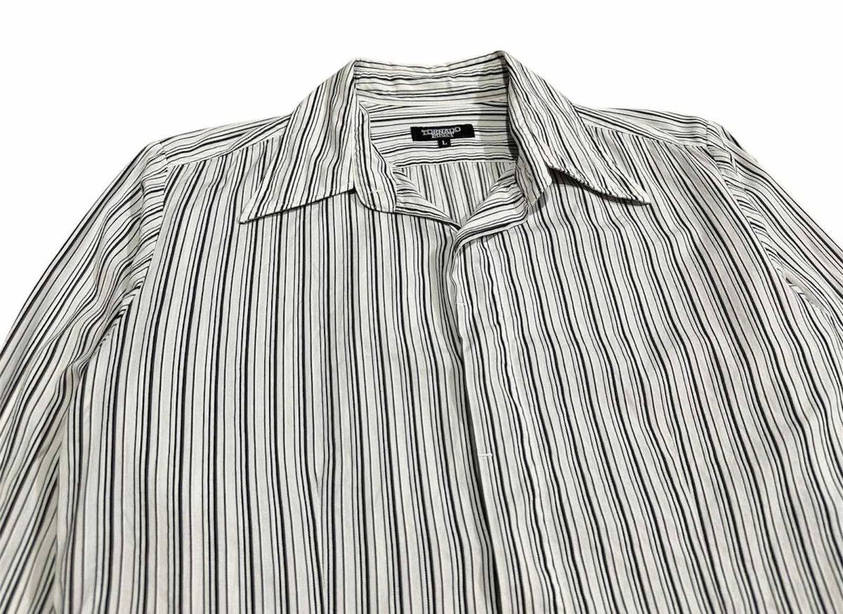 If Six Was Nine × Japanese Brand × Tornado Mart 🔥Y2K Archived Tornado Mart Striped Shirt Hidden Button Size US L / EU 52-54 / 3 - 4 Thumbnail