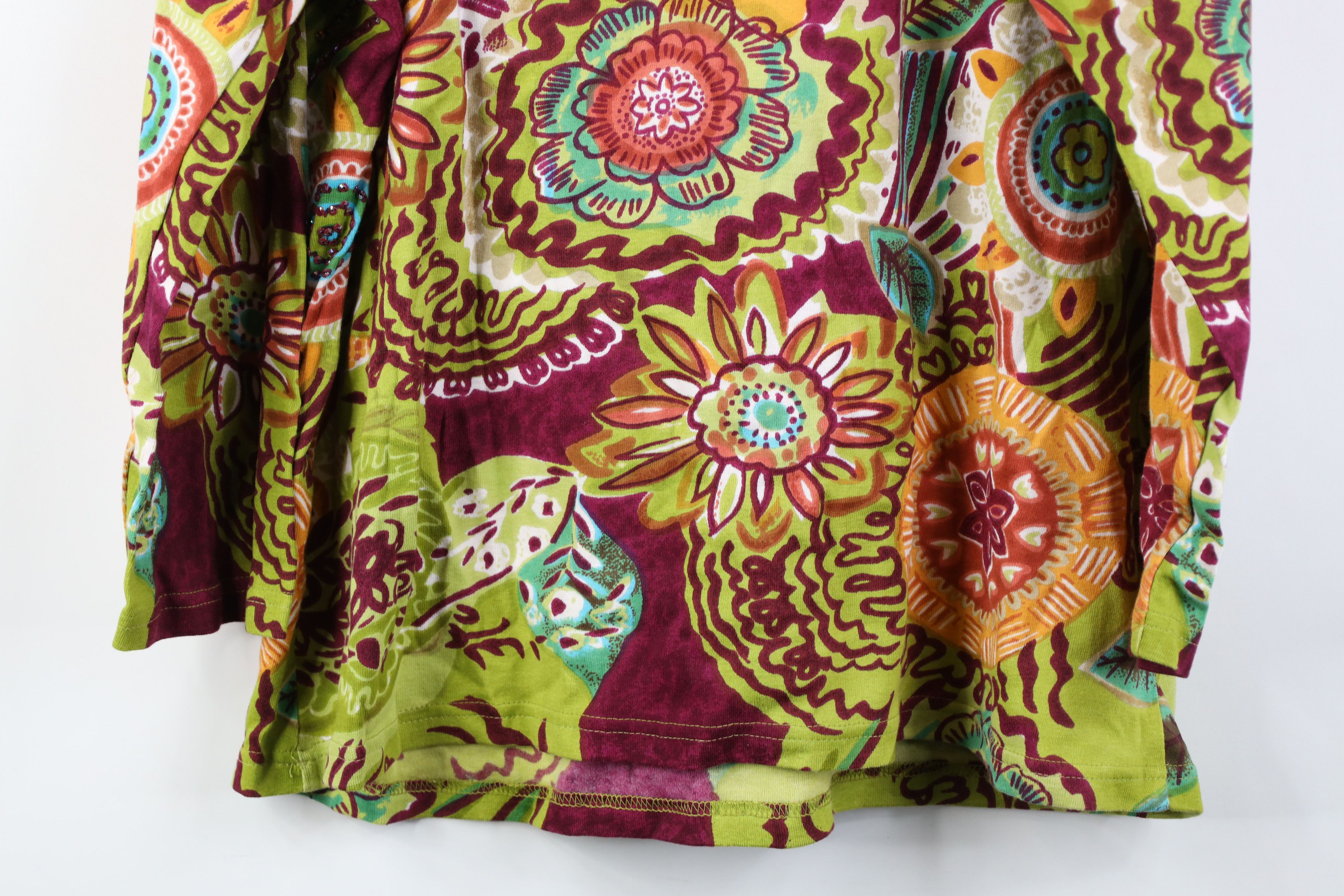 Vintage Vintage 90s Y2K Streetwear Abstract Sequin Flower T-Shirt Size L / US 10 / IT 46 - 11 Thumbnail