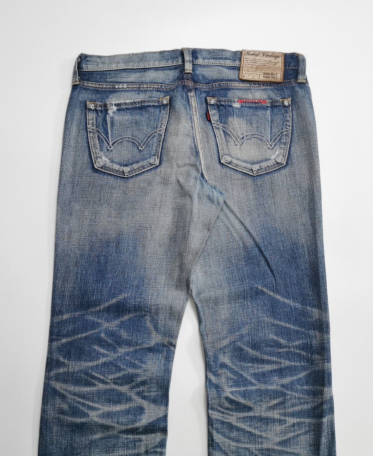 Edwin Edwin Rebel Vintage 503 Repaired Faded Denim Jeans Size US 32 / EU 48 - 7 Thumbnail