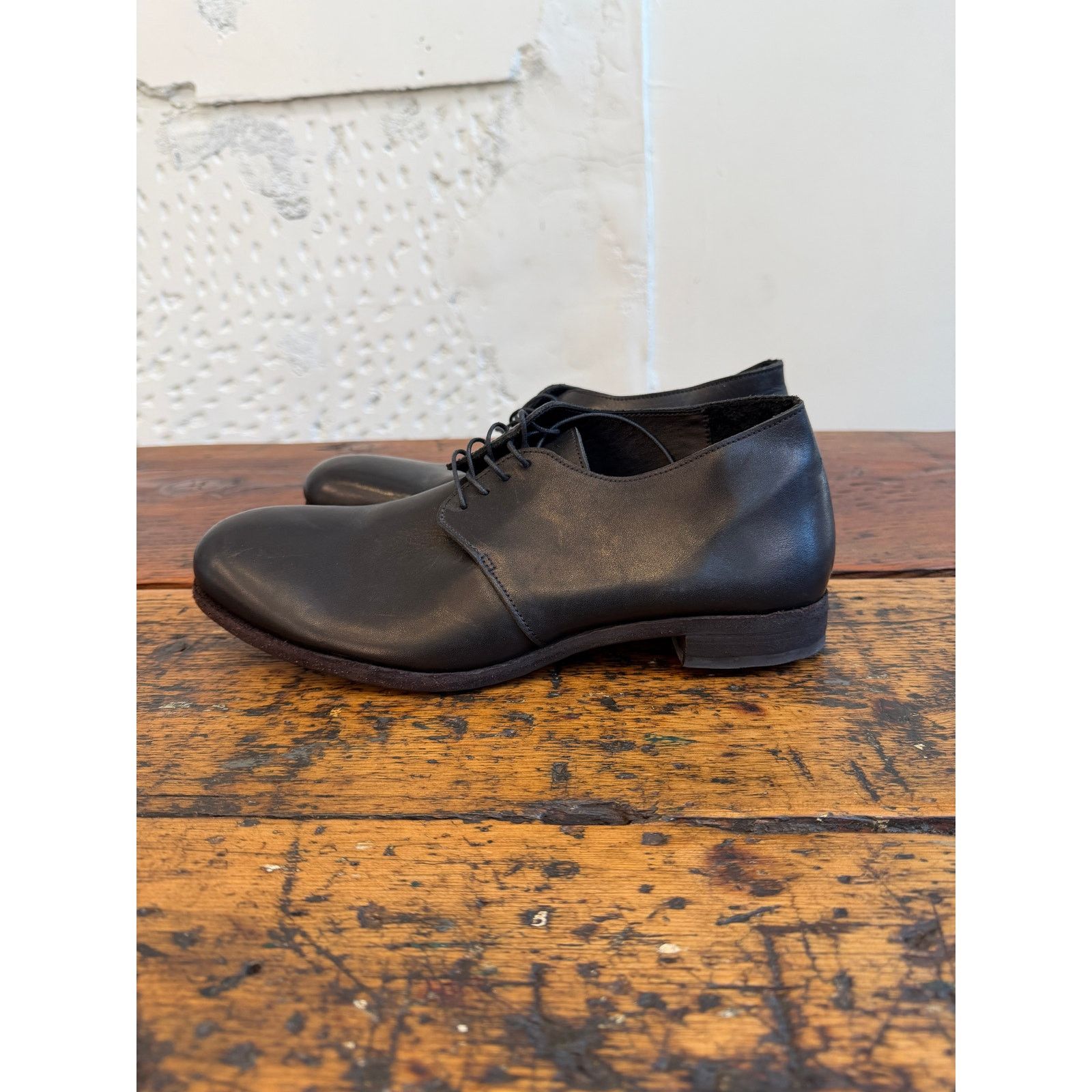 Portaille Black Leather Derby Shoes
