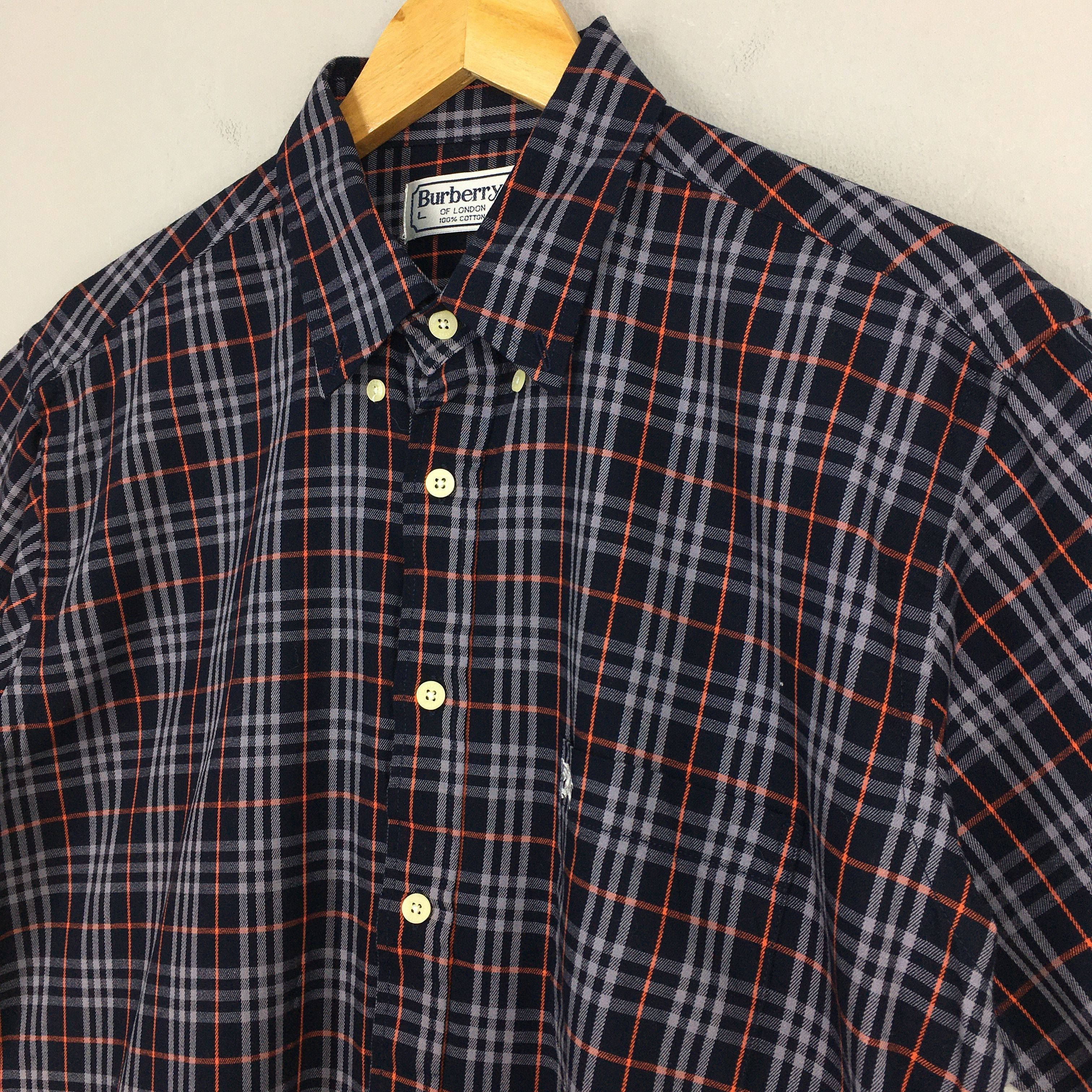Burberry × Burberry Prorsum × Vintage Vintage 90's Burberrys Nova Check Blue Button Up Shirt M Size US M / EU 48-50 / 2 - 3 Thumbnail