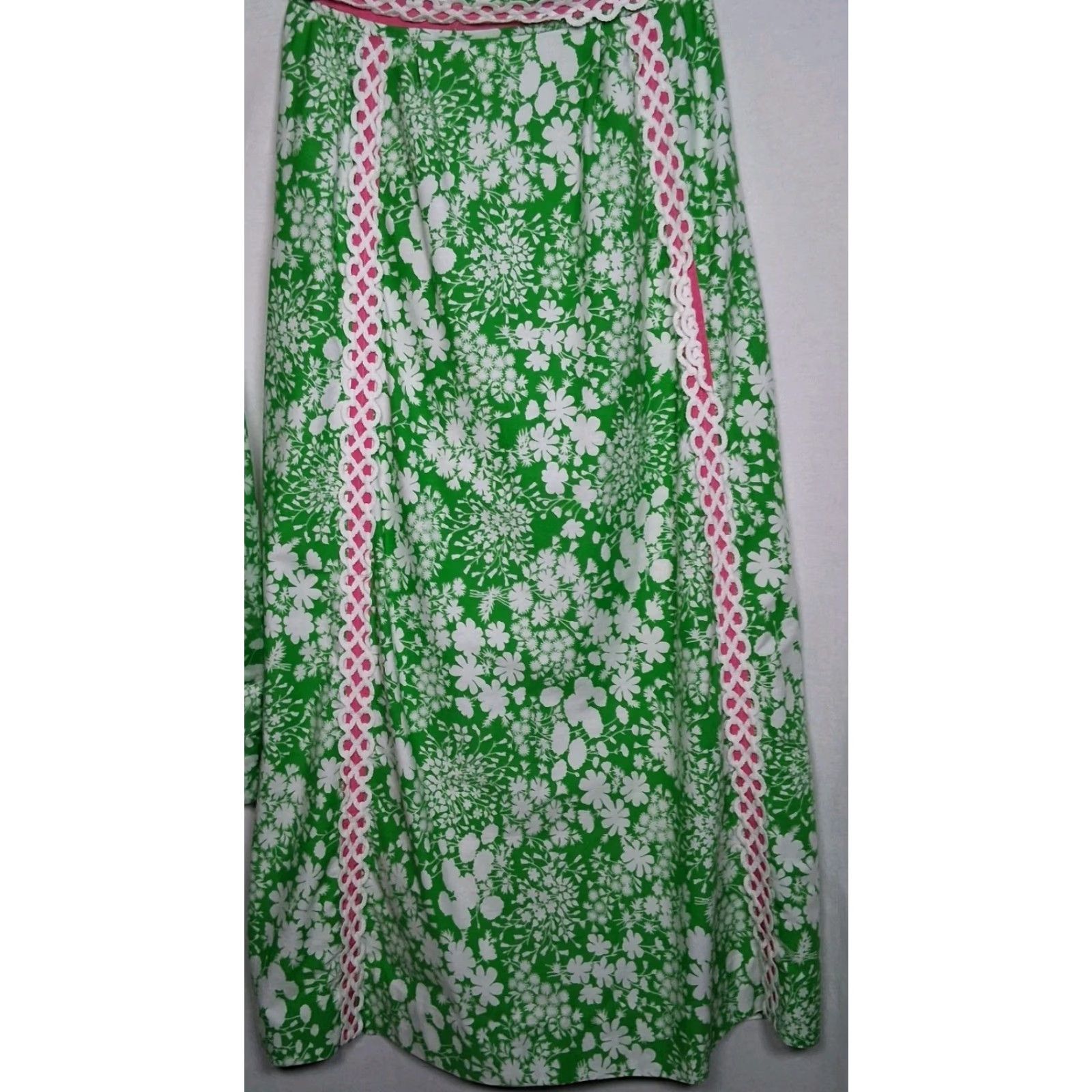 Vintage VINTAGE Midge Grant Outfit Skirt Shirt 14 Green Floral 1960s 60s Set, 2 Piece, Button, Collared, Long Sleeve, Cotton Blend, Vintage Womens Size XL / US 12-14 / IT 48-50 - 7 Thumbnail
