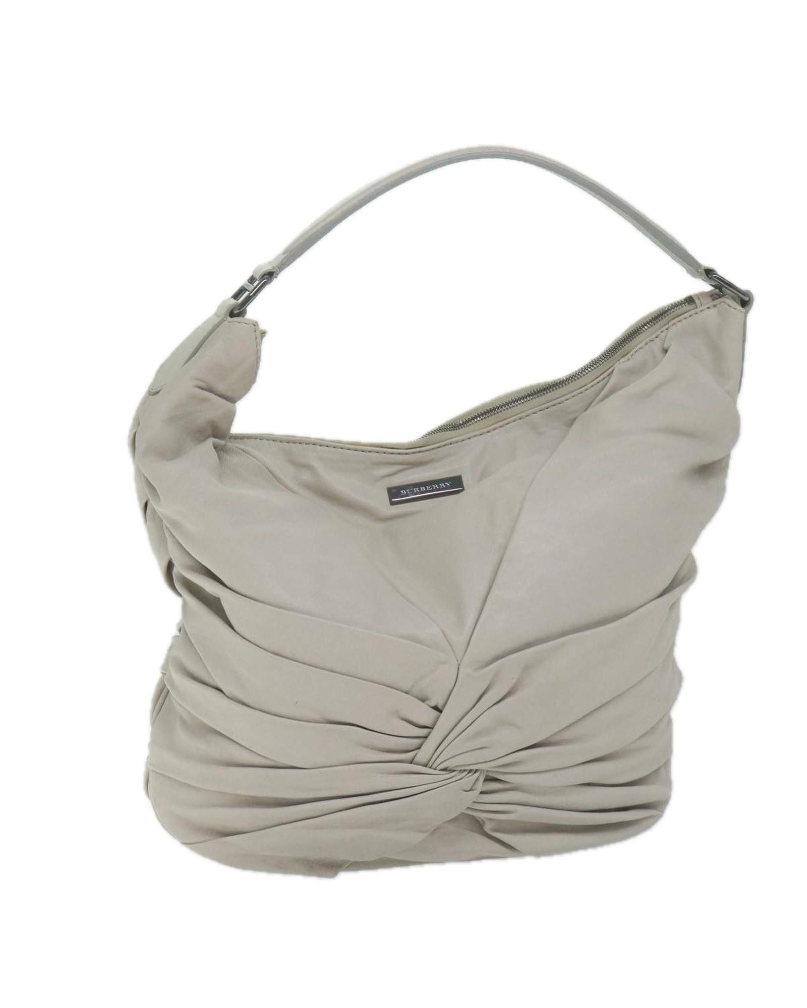 image of Burberry Versatile Beige Leather Shoulder Bag, Women's