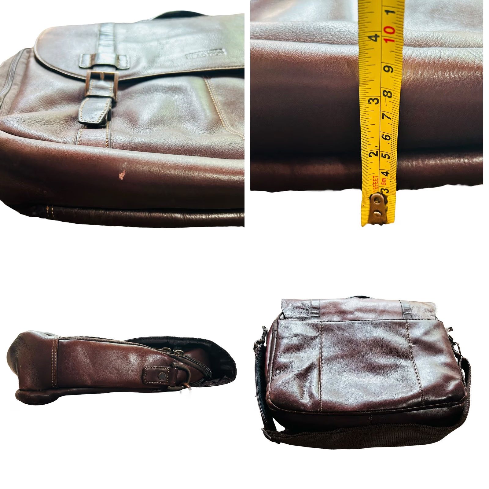 Kenneth Cole KENNETH COLE REACTION Show Business Messenger Briefcase Laptop Bag Leather Bag Brown Leather 17 in 14 in 4 in Mens Large Size ONE SIZE - 9 Thumbnail