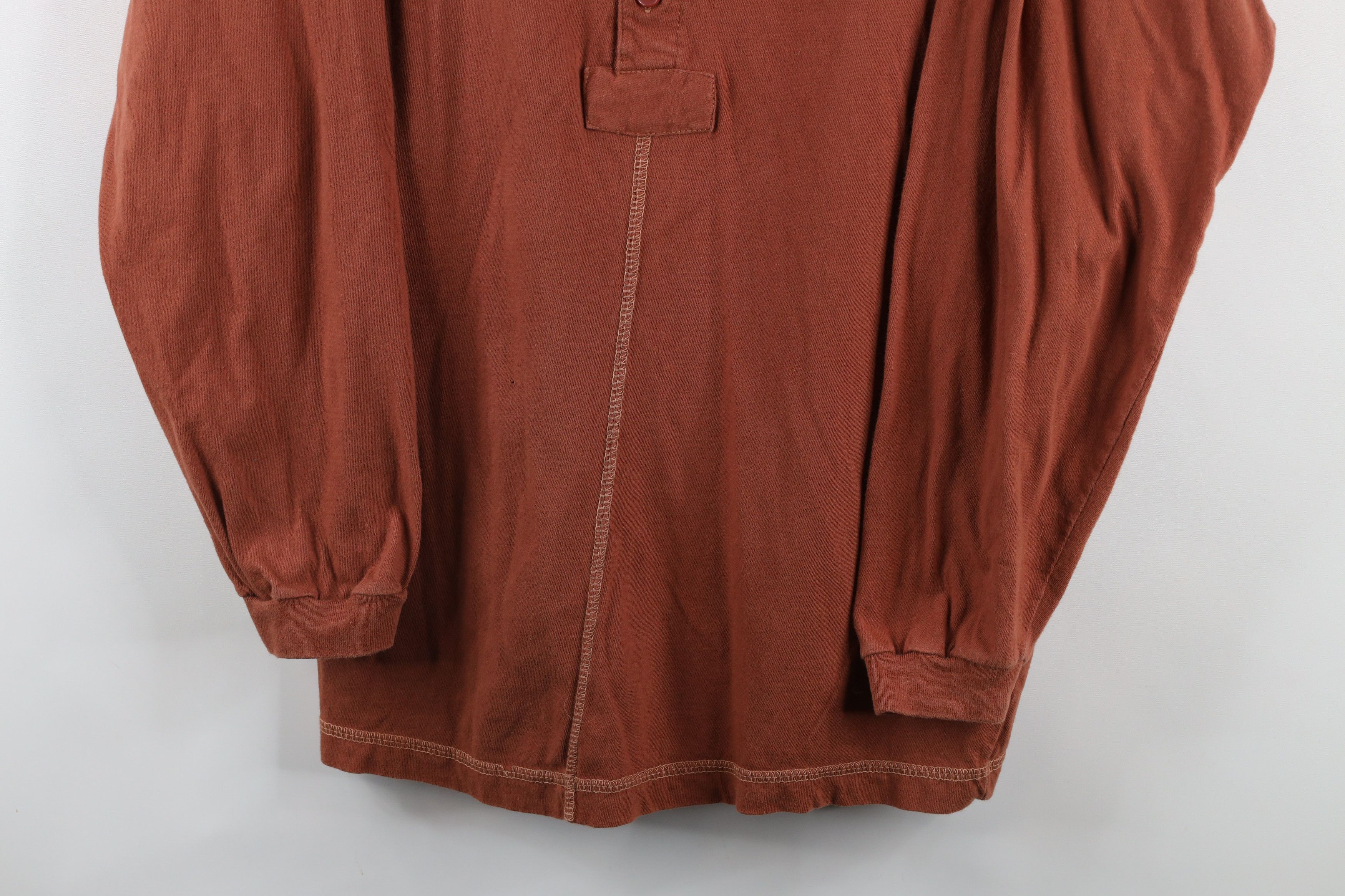 Vintage Vintage 90s Streetwear Long Sleeve Henley T-Shirt Orange Size US M / EU 48-50 / 2 - 3 Thumbnail